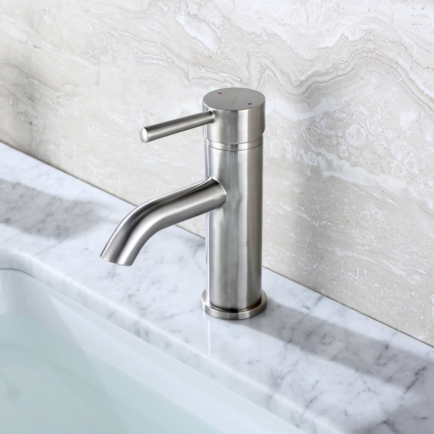 Raphral BSH03-SB Single Hole Single-Handle Bathroom Faucet with drain in Brushed Nickel