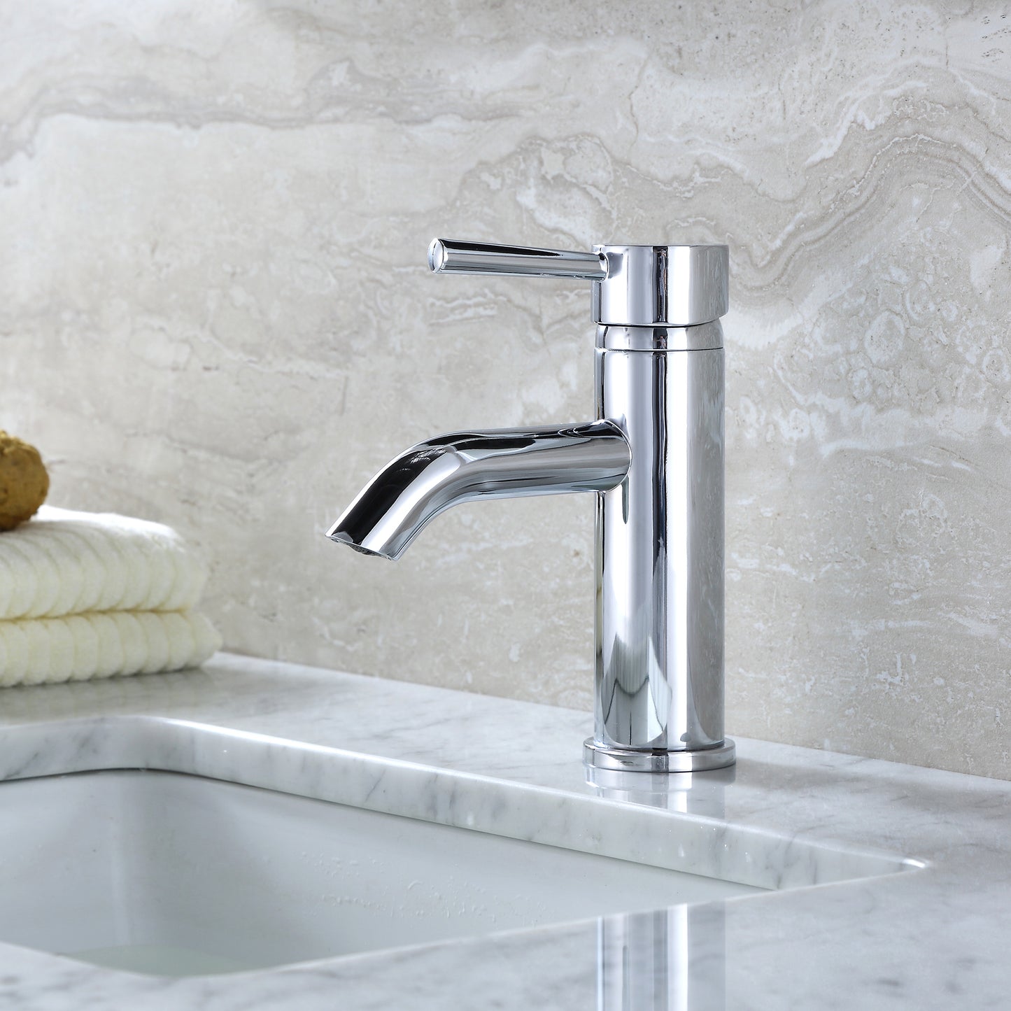 Raphral BSH03-SC Single Hole Single-Handle Bathroom Faucet with drain in Chrome