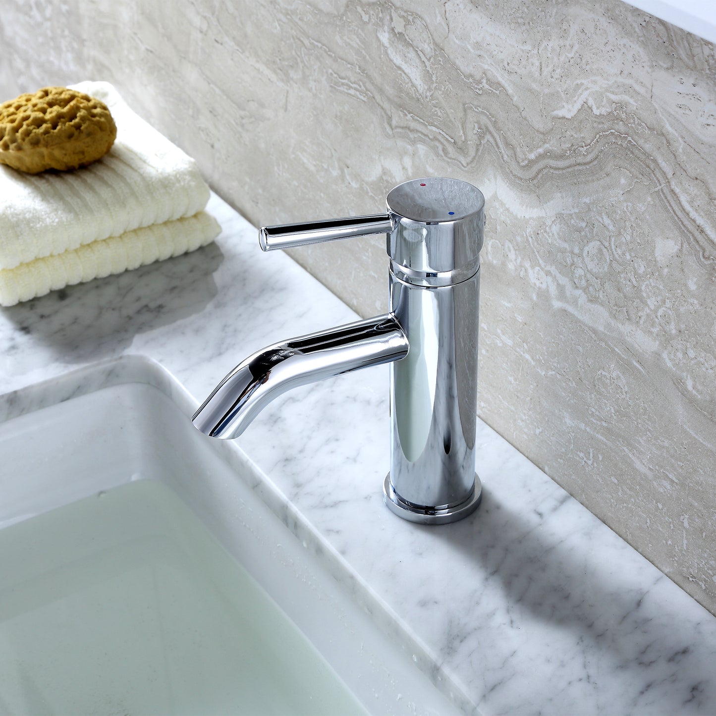 Raphral BSH03-SC Single Hole Single-Handle Bathroom Faucet with drain in Chrome