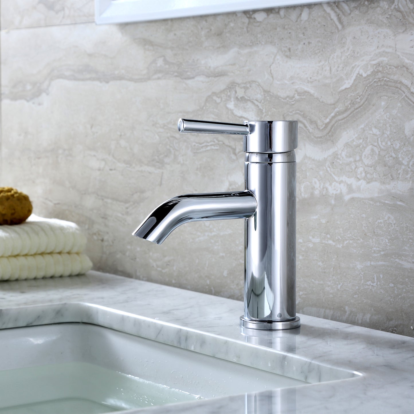 Raphral BSH03-SC Single Hole Single-Handle Bathroom Faucet with drain in Chrome