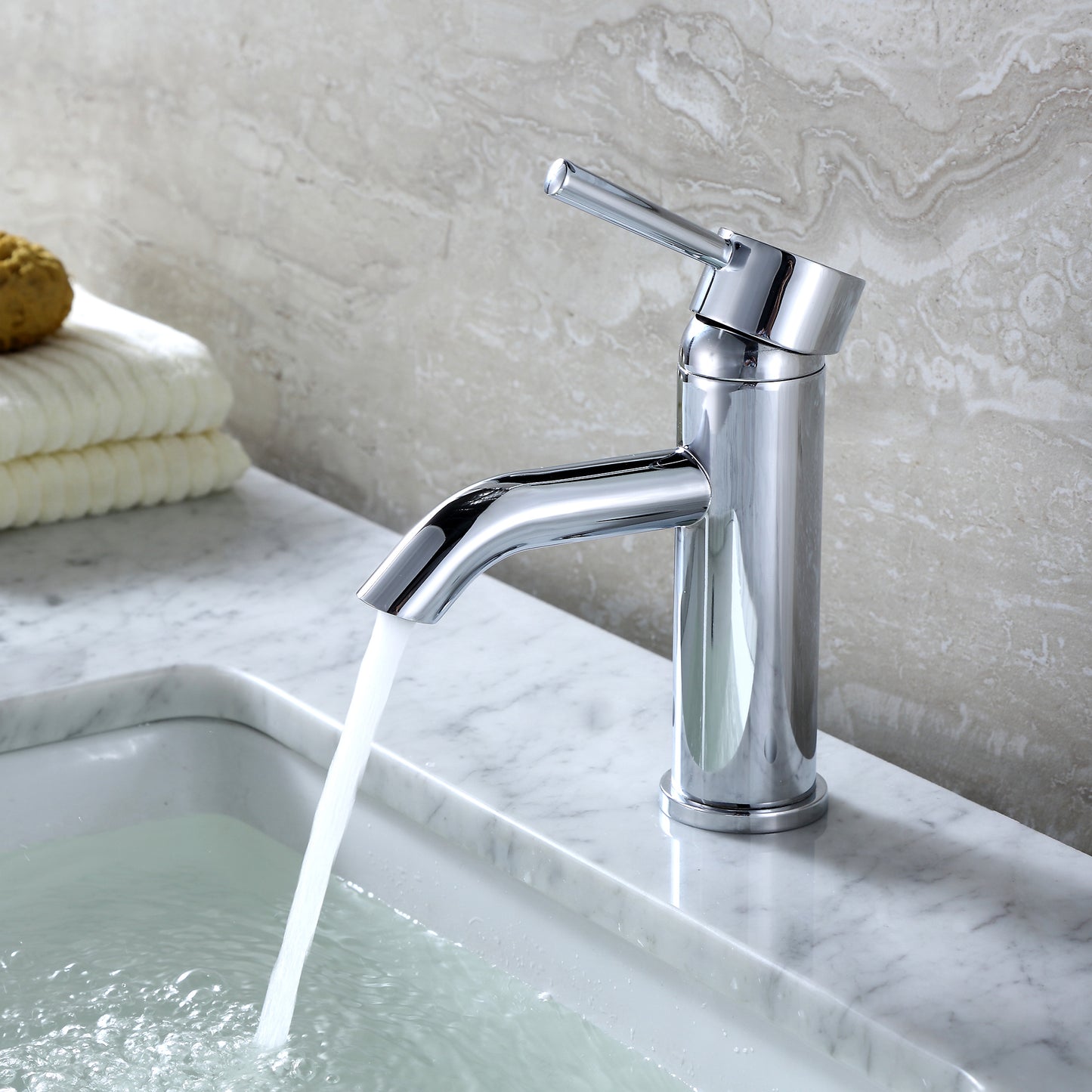 Raphral BSH03-SC Single Hole Single-Handle Bathroom Faucet with drain in Chrome