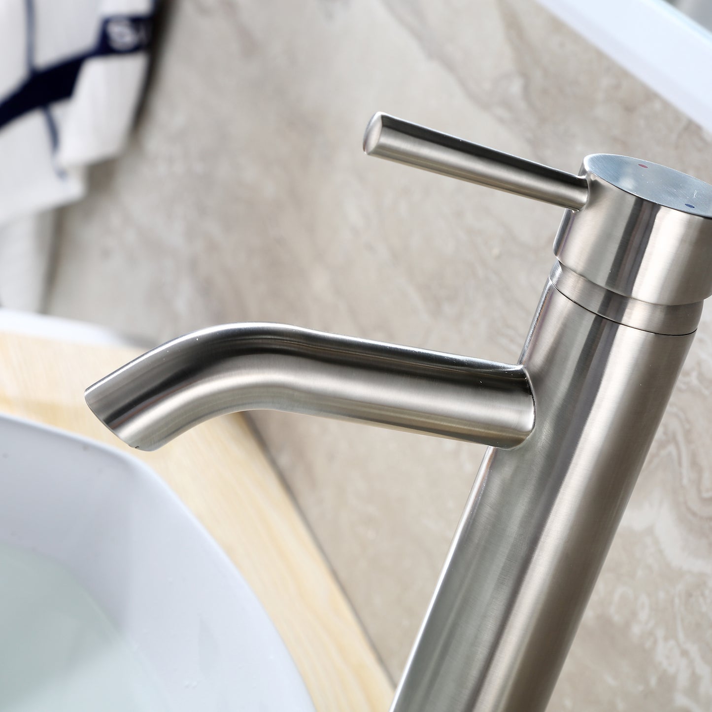 Raphral BSH03-TB Single Hole Single-Handle Vessel Bathroom Faucet with Drain in Brushed Nickel