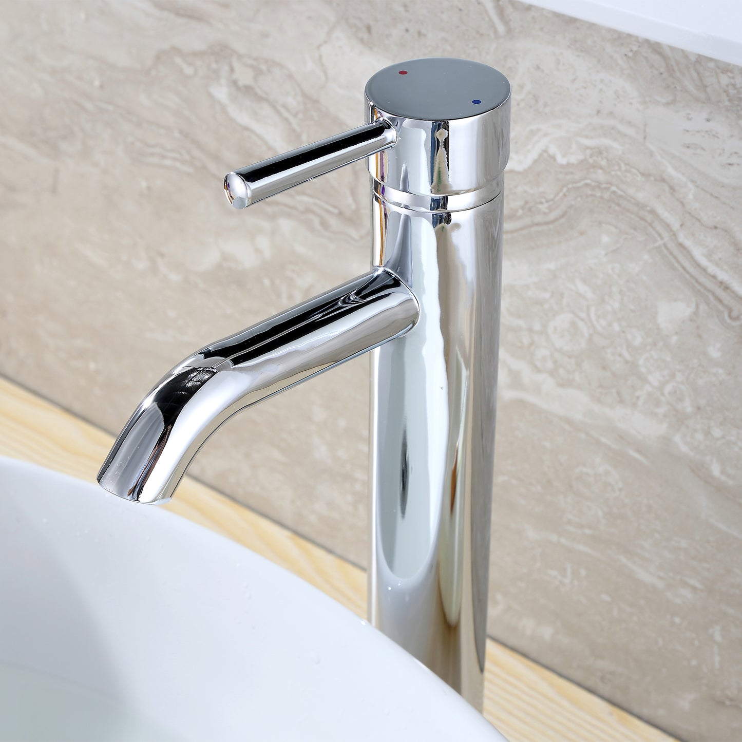 Raphral BSH03-TC Single Hole Single-Handle Vessel Bathroom Faucet with Drain in Chrome