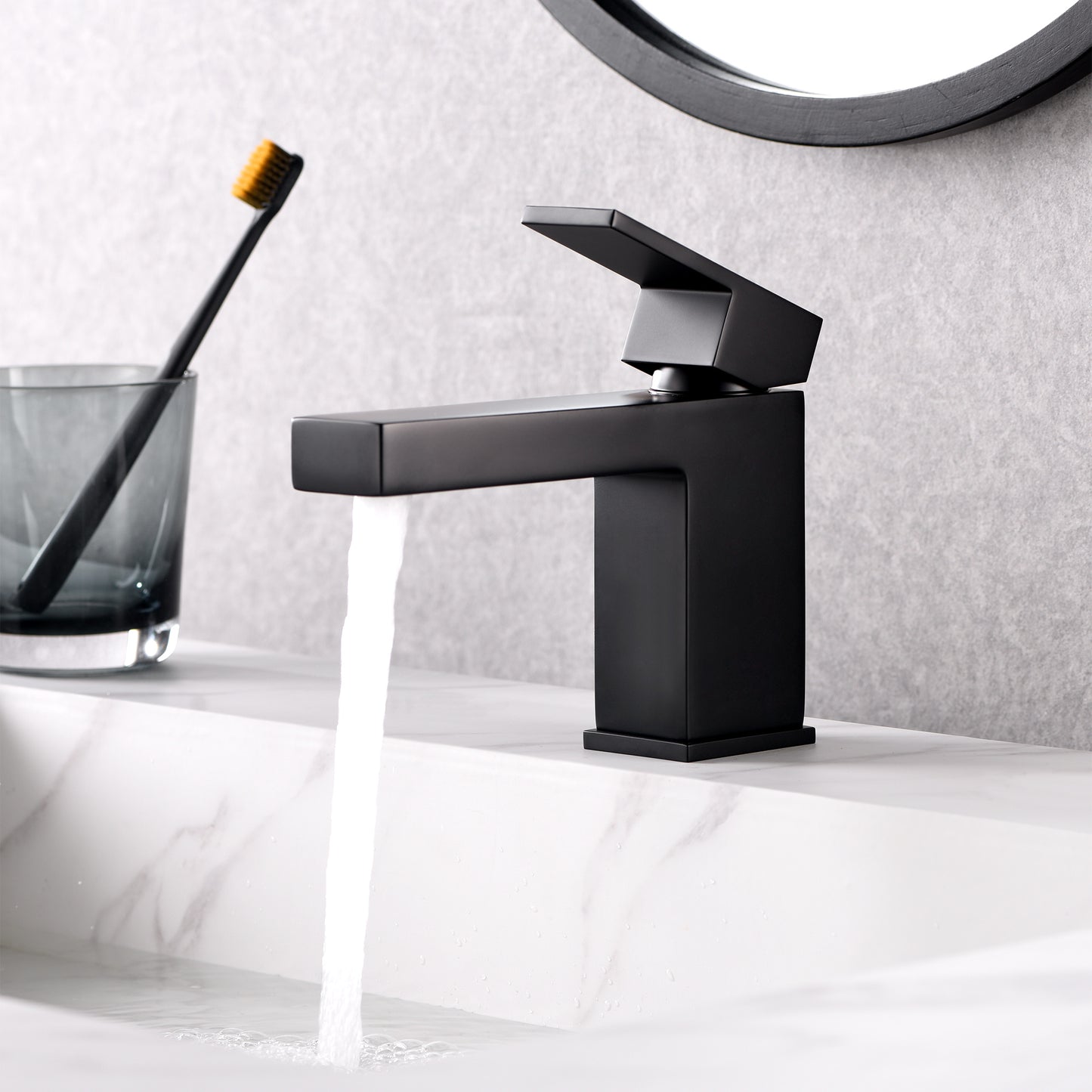 BSH05-SM Single Hole Single-Handle Bathroom Faucet with drain in Matte Black