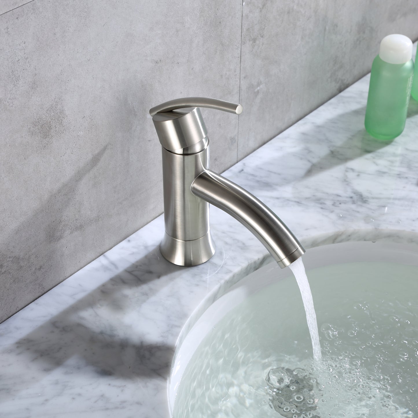BSH06-SB Single Hole Single-Handle Bathroom Faucet with drain in Brushed Nickel
