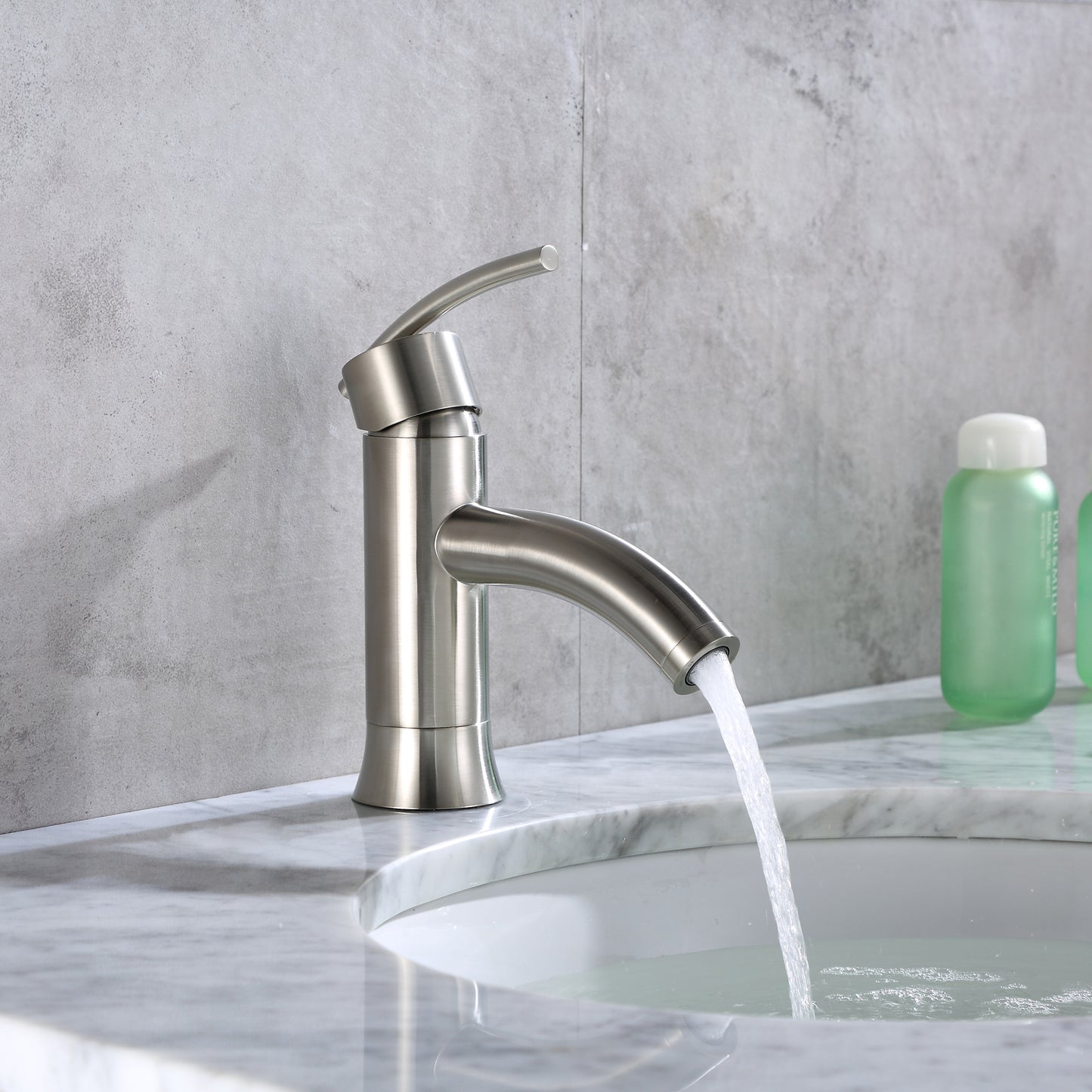 BSH06-SB Single Hole Single-Handle Bathroom Faucet with drain in Brushed Nickel
