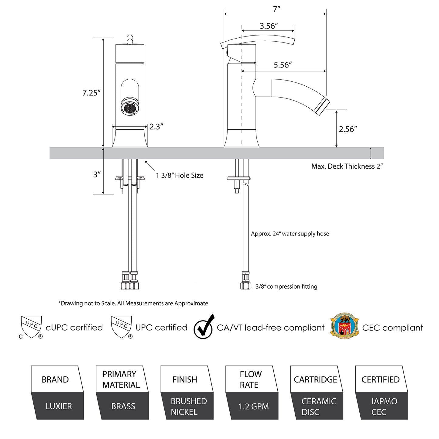 BSH06-SB Single Hole Single-Handle Bathroom Faucet with drain in Brushed Nickel