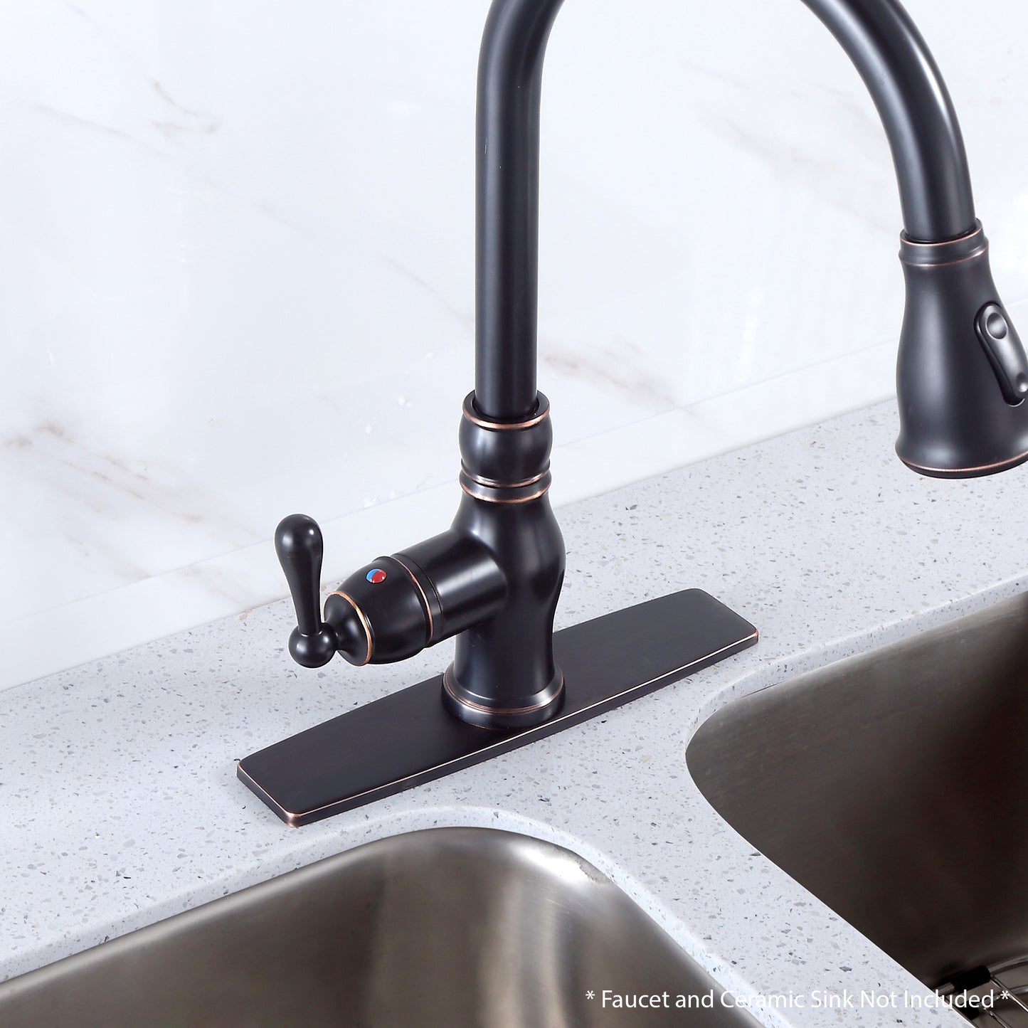 DKPL-10O 10 in. x 2.4 in. x 0.25 in. Brass Kitchen Sink Faucet Hole Cover Deck Plate Escutcheon in Oil Rubbed Bronze