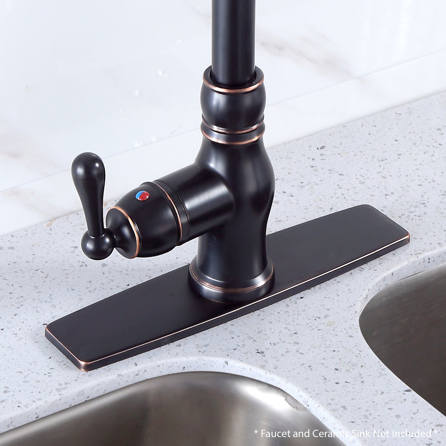 DKPL-10O 10 in. x 2.4 in. x 0.25 in. Brass Kitchen Sink Faucet Hole Cover Deck Plate Escutcheon in Oil Rubbed Bronze