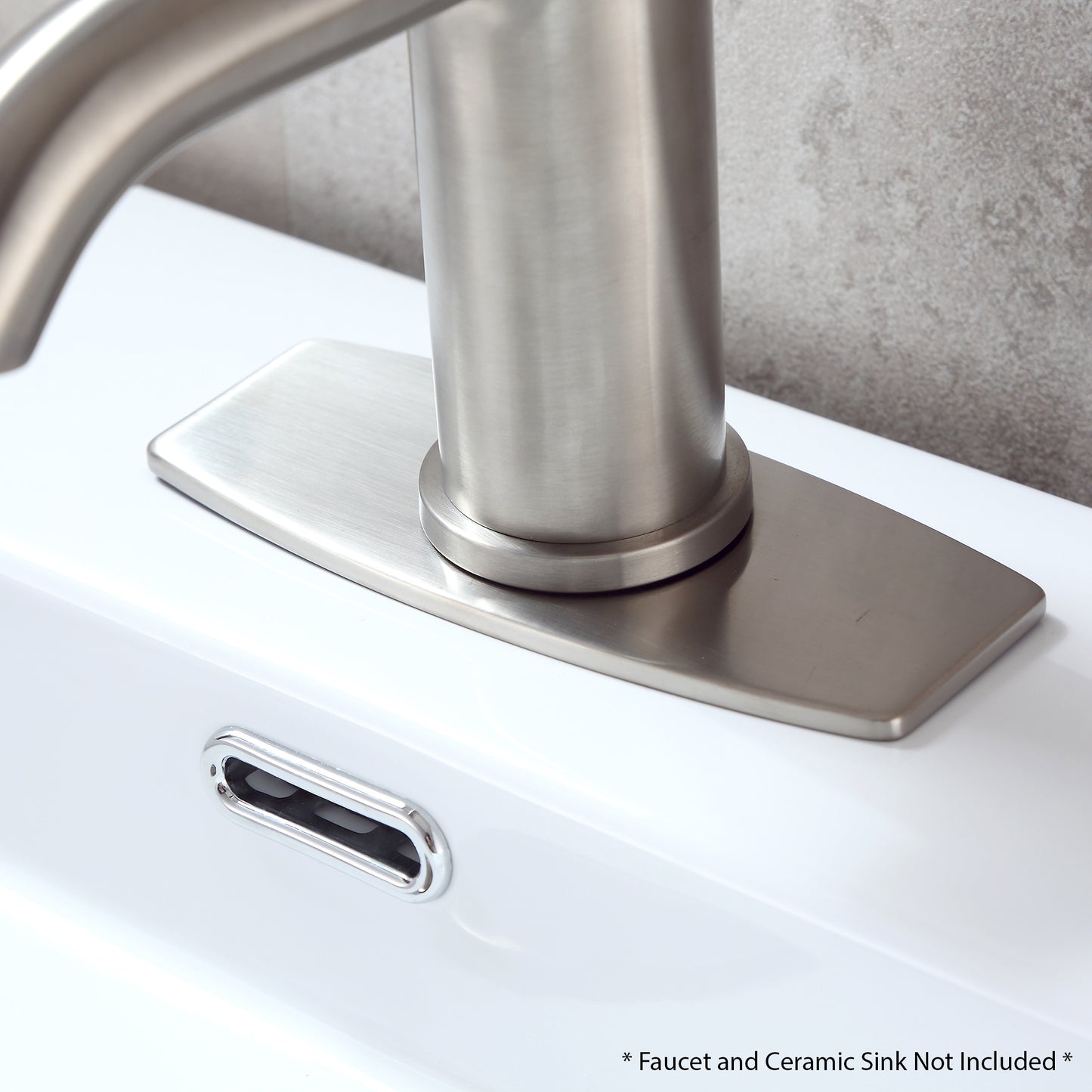 DKPL-6B 6.25 in. x 2.6in. x 0.25 in. Brass Bathroom Vessel Vanity Sink Faucet Hole Cover Deck Plate Escutcheon in Brushed Nickel