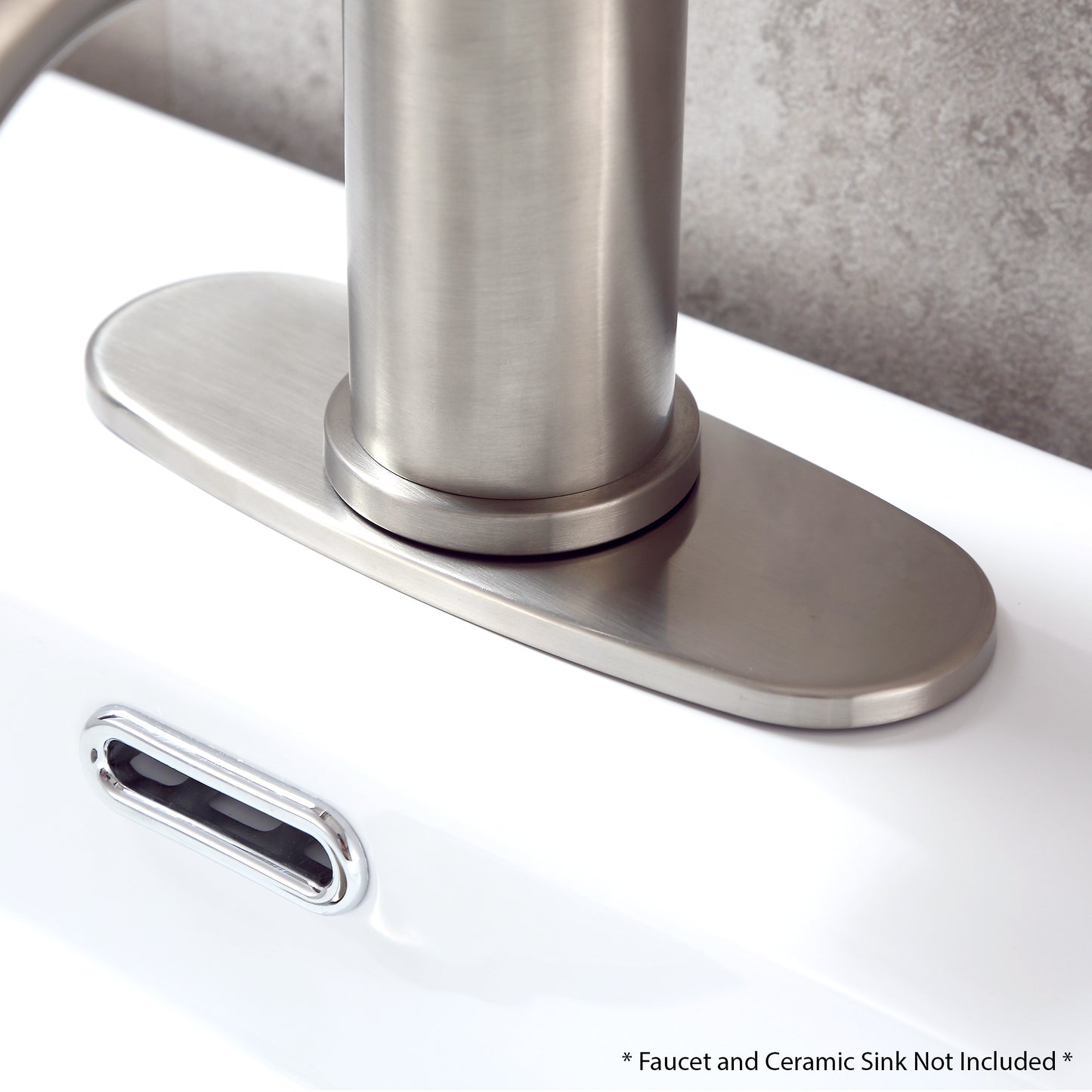 DKPL-7B 6.25 in. x 2.4 in. x 0.25 in. Brass Bathroom Vessel Vanity Sink Faucet Hole Cover Deck Plate Escutcheon in Brushed Nickel