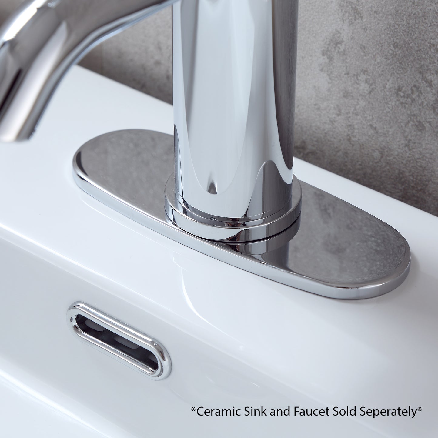 DKPL-7C 6.25 in. x 2.4 in. x 0.25 in. Brass Bathroom Vessel Vanity Sink Faucet Hole Cover Deck Plate Escutcheon in Chrome