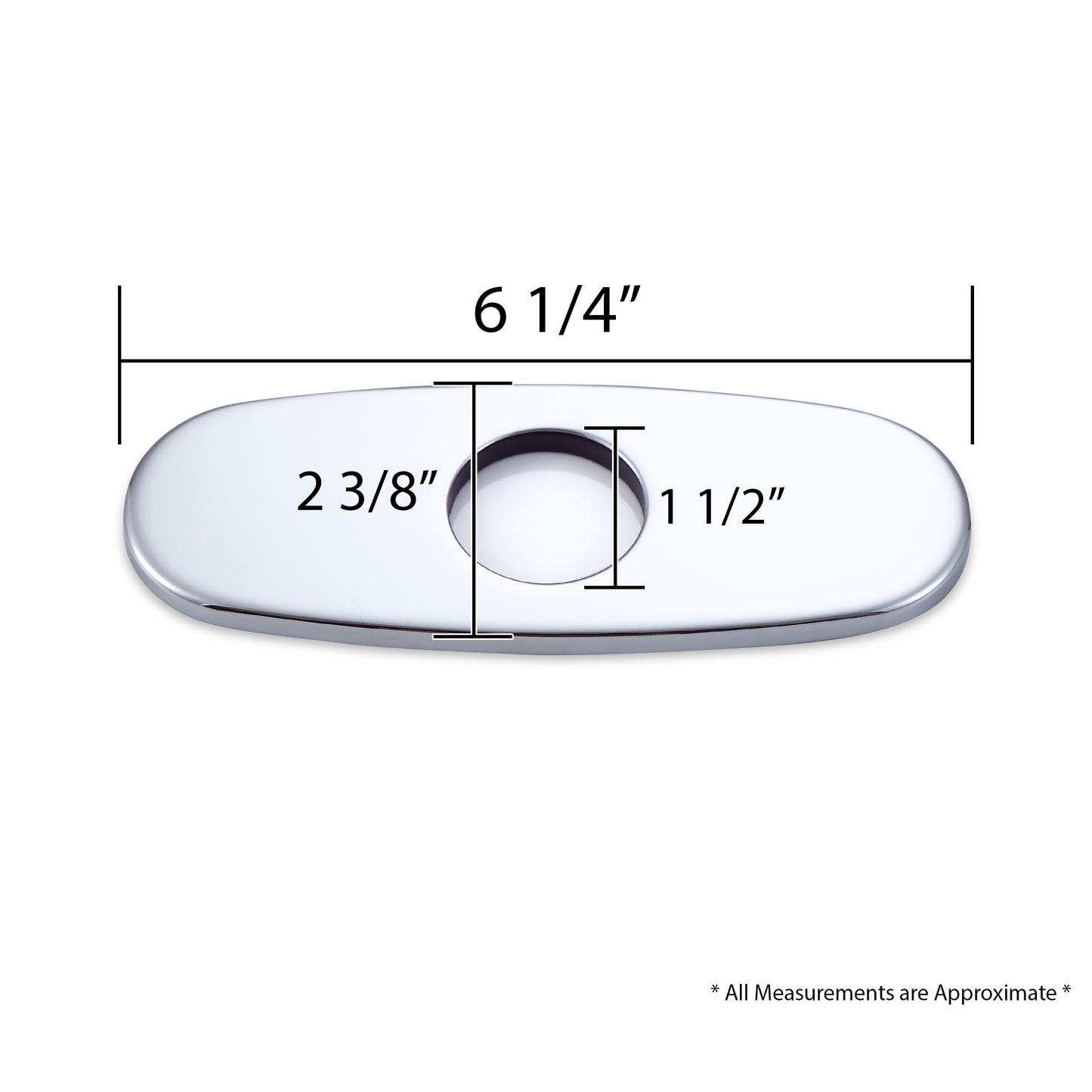 DKPL-7C 6.25 in. x 2.4 in. x 0.25 in. Brass Bathroom Vessel Vanity Sink Faucet Hole Cover Deck Plate Escutcheon in Chrome