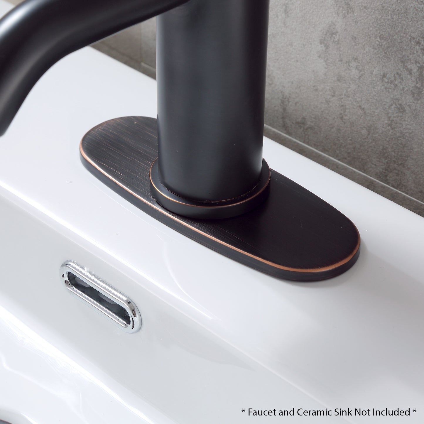 DKPL-7O 6.25 in. x 2.4 in. x 0.25 in. Brass Bathroom Vessel Vanity Sink Faucet Hole Cover Deck Plate Escutcheon in Oil Rubbed Bronze