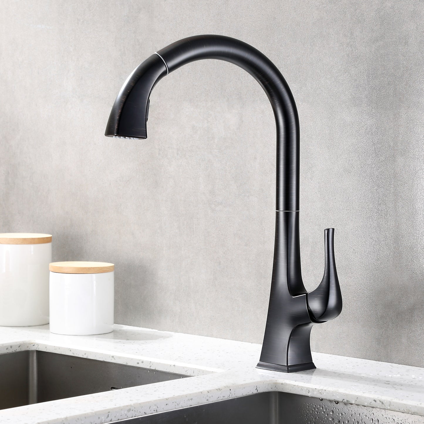 KTS20-TO Single-Handle Pull-Down Sprayer Kitchen Faucet with 2-Function Spray Head 359 in Oil Rubbed Bronze