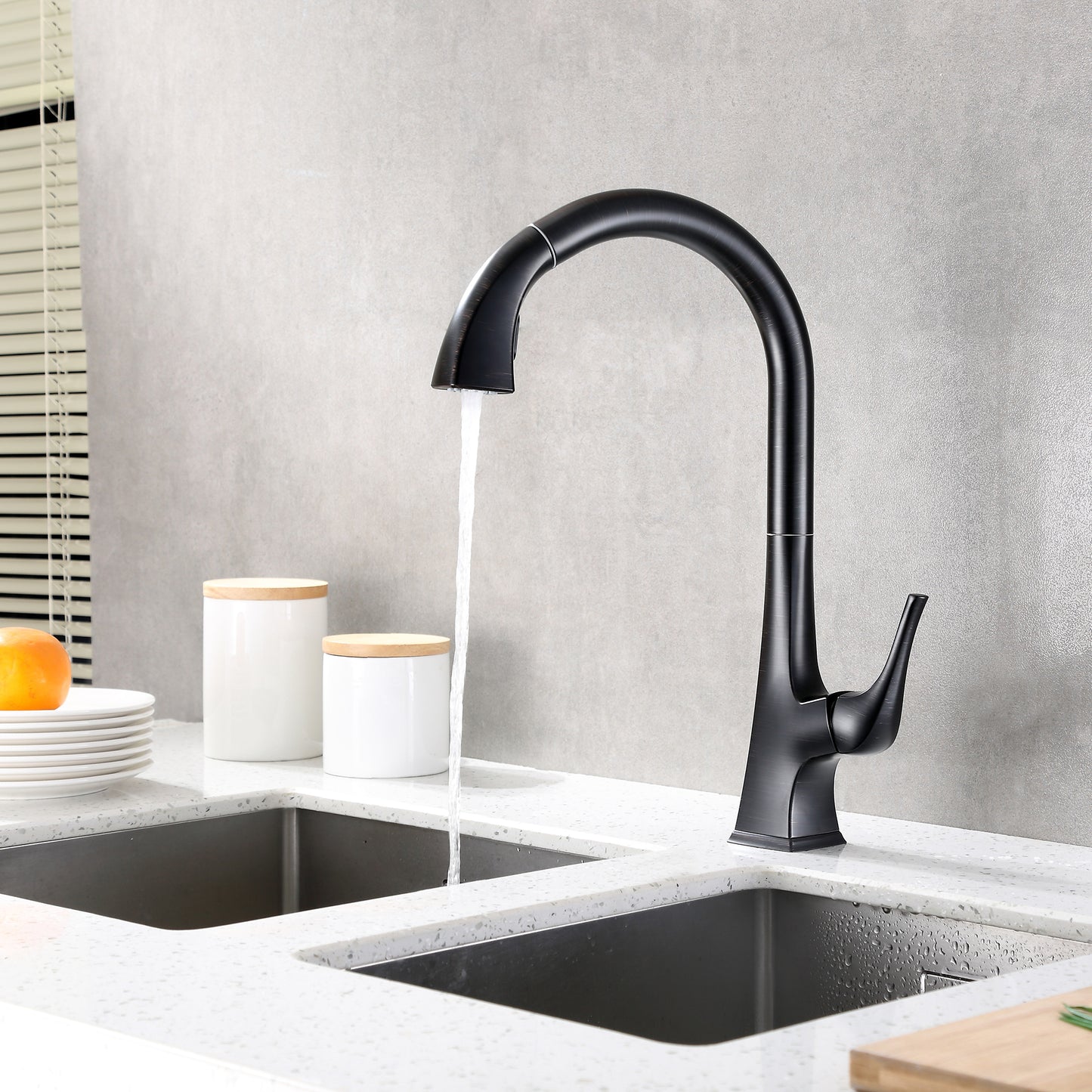 KTS20-TO Single-Handle Pull-Down Sprayer Kitchen Faucet with 2-Function Spray Head 359 in Oil Rubbed Bronze