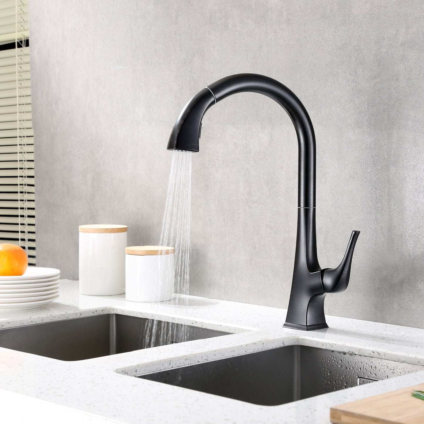 KTS20-TO Single-Handle Pull-Down Sprayer Kitchen Faucet with 2-Function Spray Head 359 in Oil Rubbed Bronze