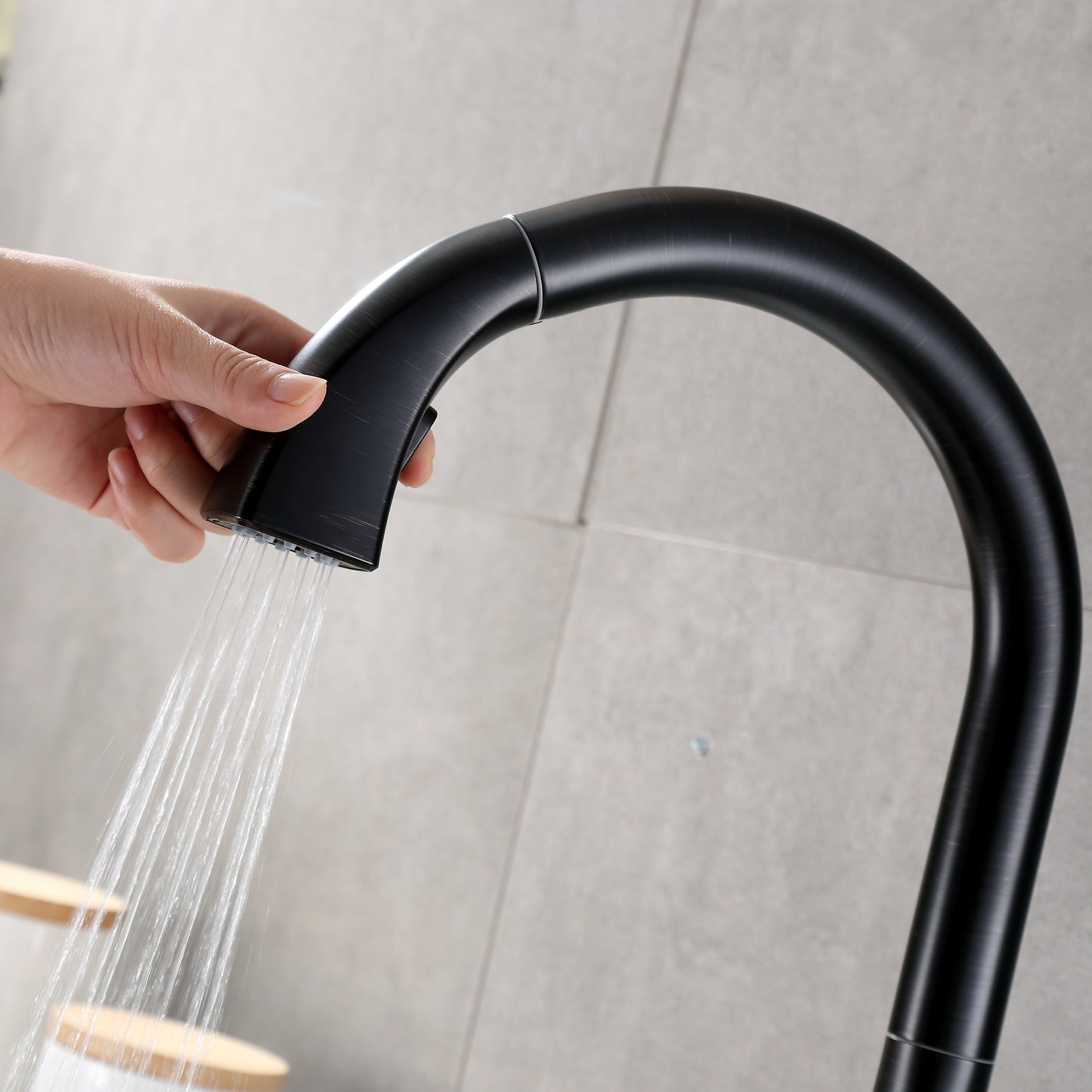 KTS20-TO Single-Handle Pull-Down Sprayer Kitchen Faucet with 2-Function Spray Head 359 in Oil Rubbed Bronze