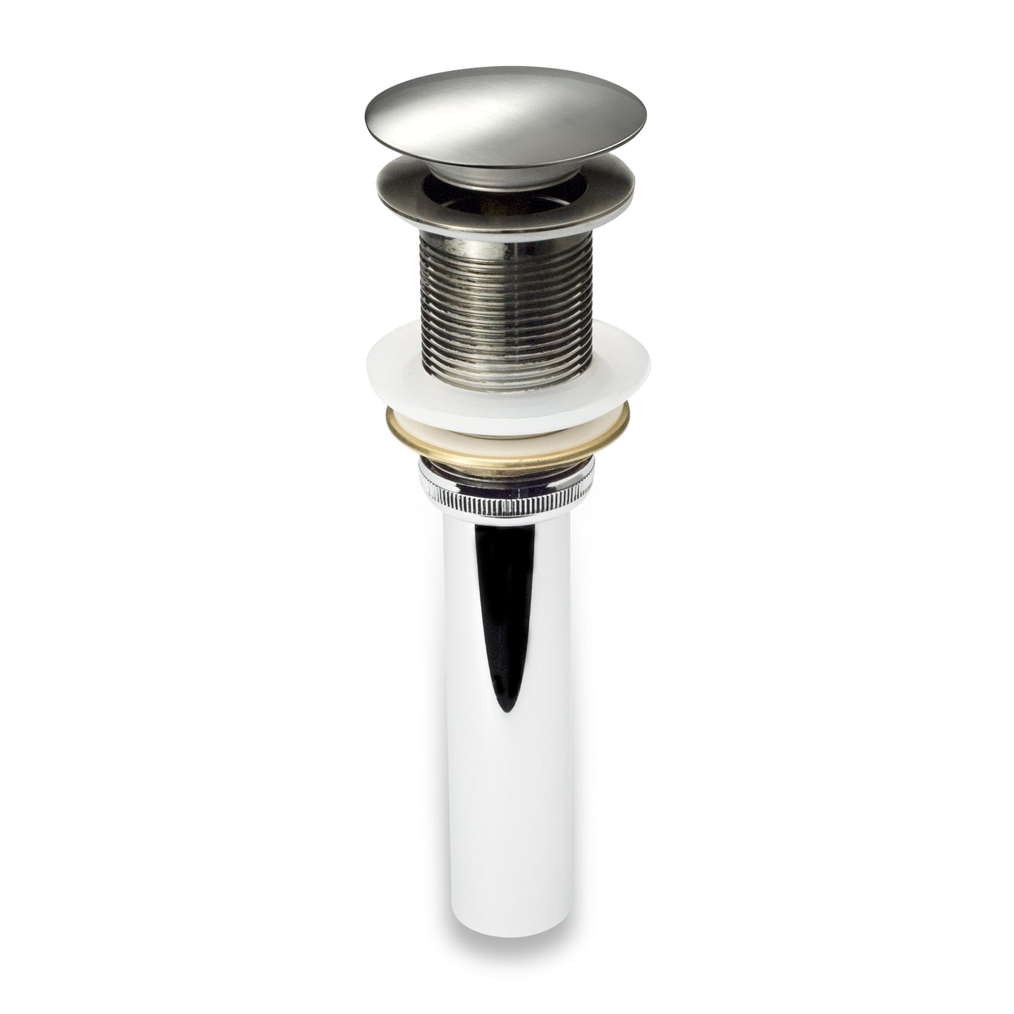 DS01-TB 1-5/8 in. Brass Bathroom and Vessel Sink Push Pop-Up Drain Stopper with No Overflow in Brushed Nickel