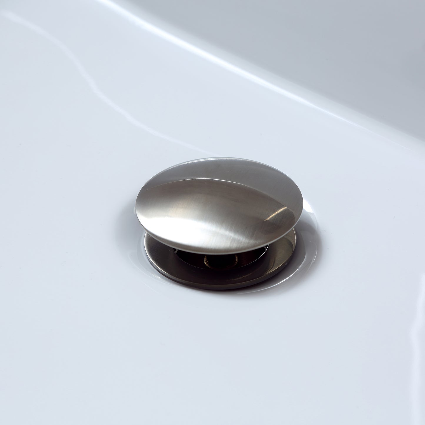 DS01-TB 1-5/8 in. Brass Bathroom and Vessel Sink Push Pop-Up Drain Stopper with No Overflow in Brushed Nickel
