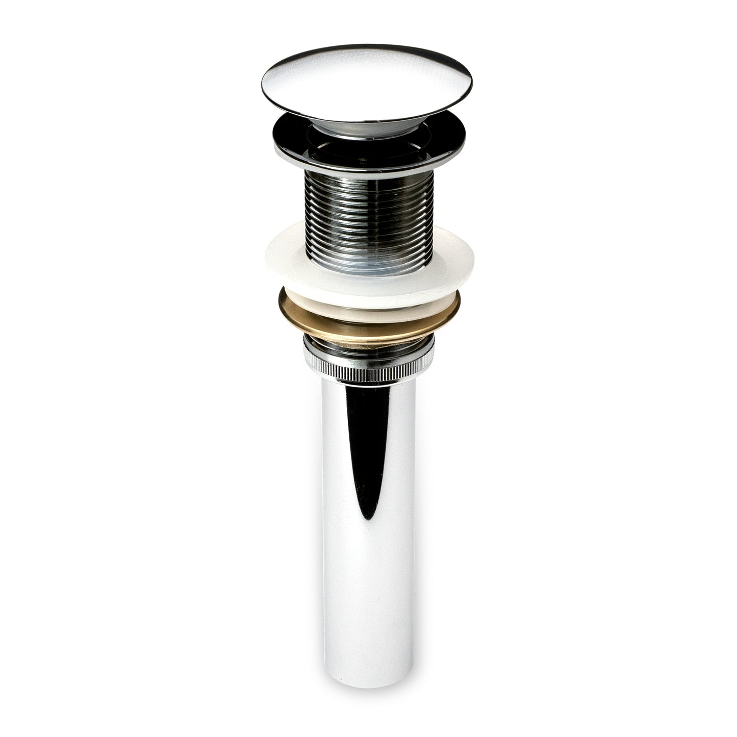 DS01-TC 1-5/8 in. Brass Bathroom and Vessel Sink Push Pop-Up Drain Stopper with No Overflow in Chrome