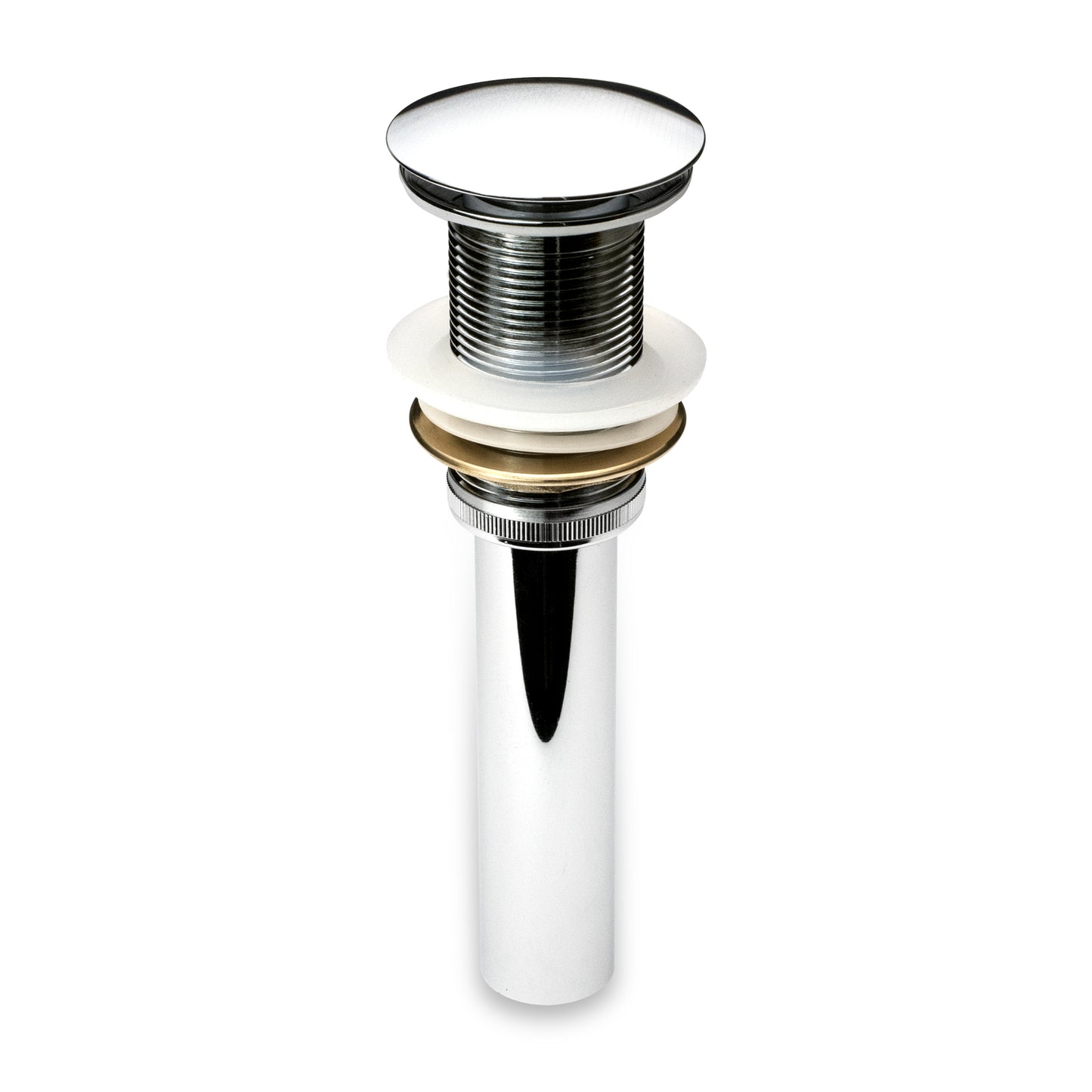 DS01-TC 1-5/8 in. Brass Bathroom and Vessel Sink Push Pop-Up Drain Stopper with No Overflow in Chrome