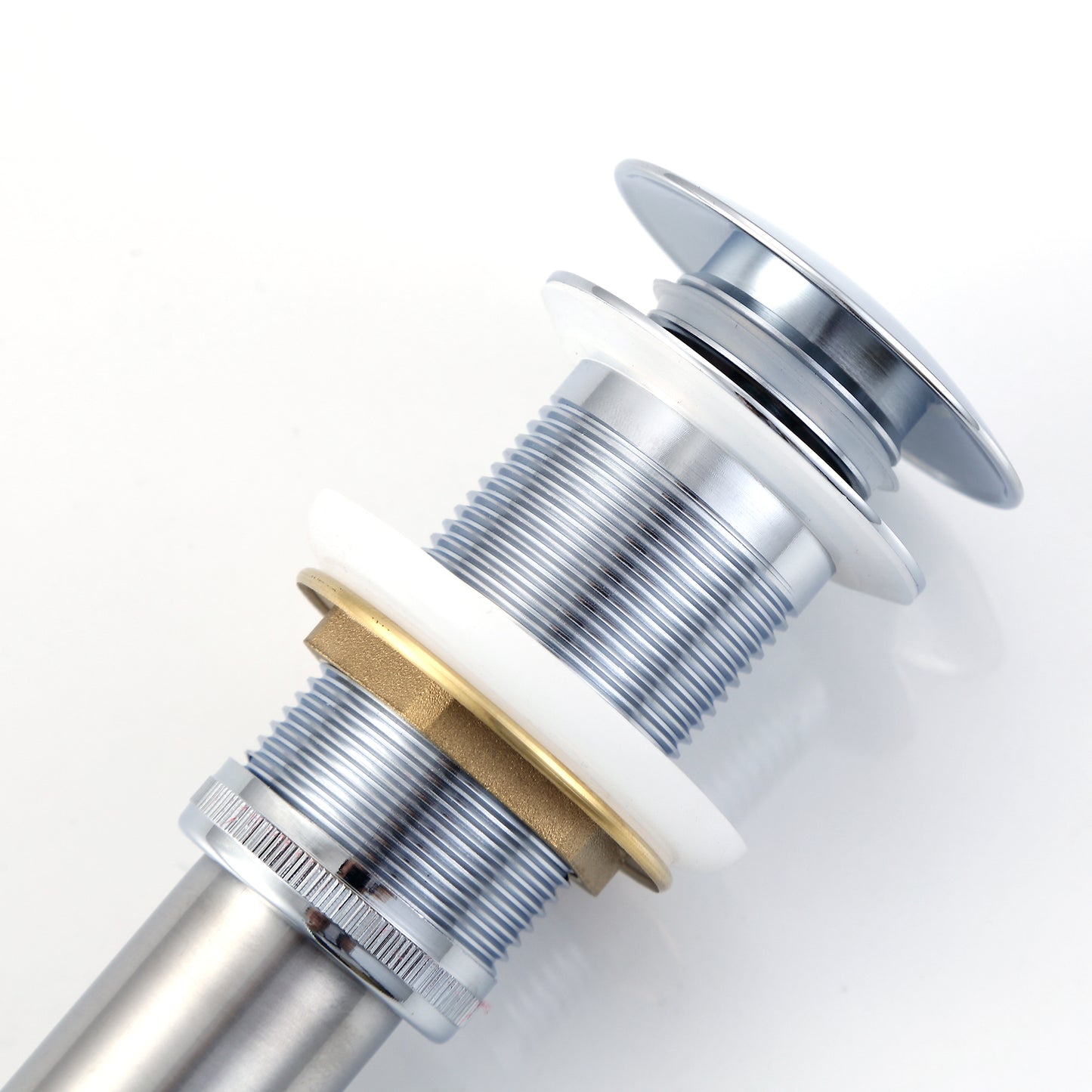 DS01-TC 1-5/8 in. Brass Bathroom and Vessel Sink Push Pop-Up Drain Stopper with No Overflow in Chrome