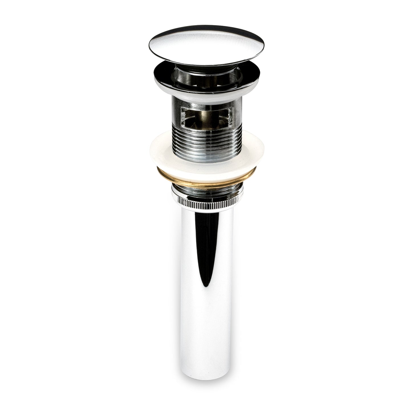 DS02-TC 1-5/8 in. Brass Bathroom and Vessel Sink Push Pop-Up Drain Stopper With Overflow in Chrome