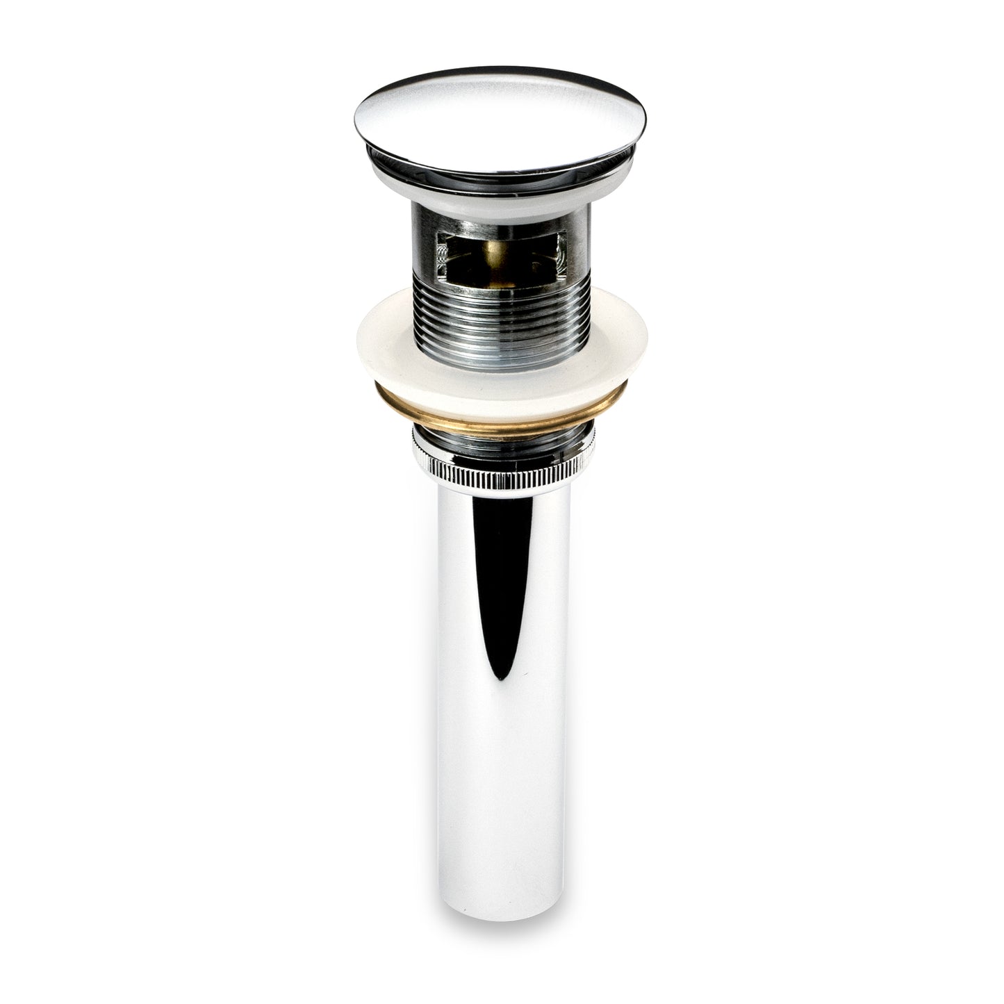DS02-TC 1-5/8 in. Brass Bathroom and Vessel Sink Push Pop-Up Drain Stopper With Overflow in Chrome