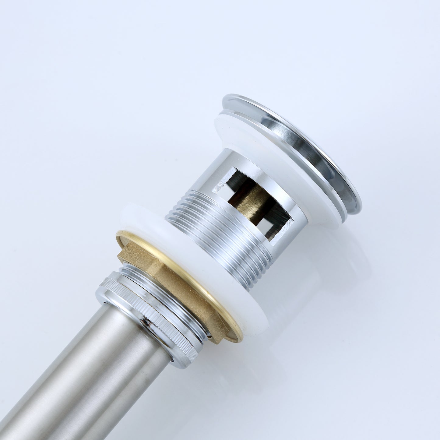 DS02-TC 1-5/8 in. Brass Bathroom and Vessel Sink Push Pop-Up Drain Stopper With Overflow in Chrome