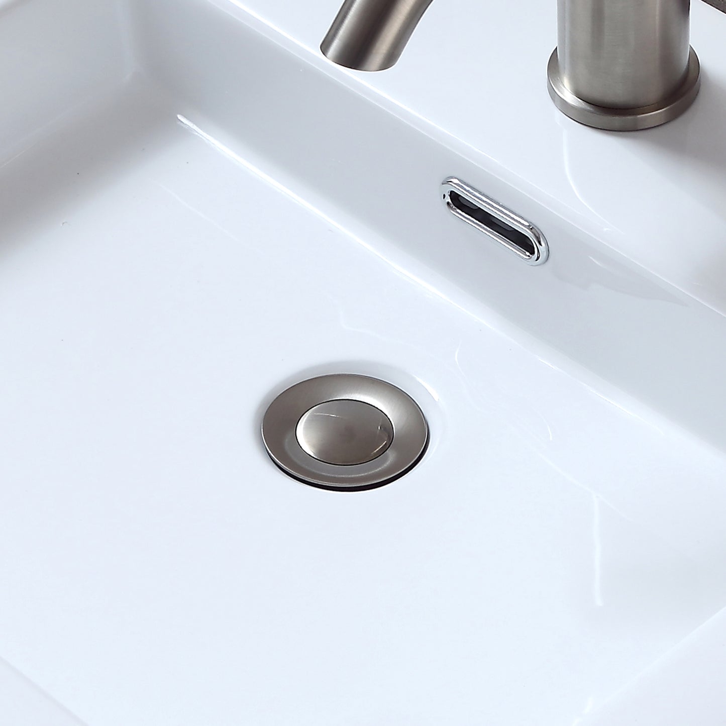 DS04-TB 1-1/2 in. Brass Bathroom and Vessel Sink Push Pop-Up Drain Stopper With Overflow in Brushed Nickel