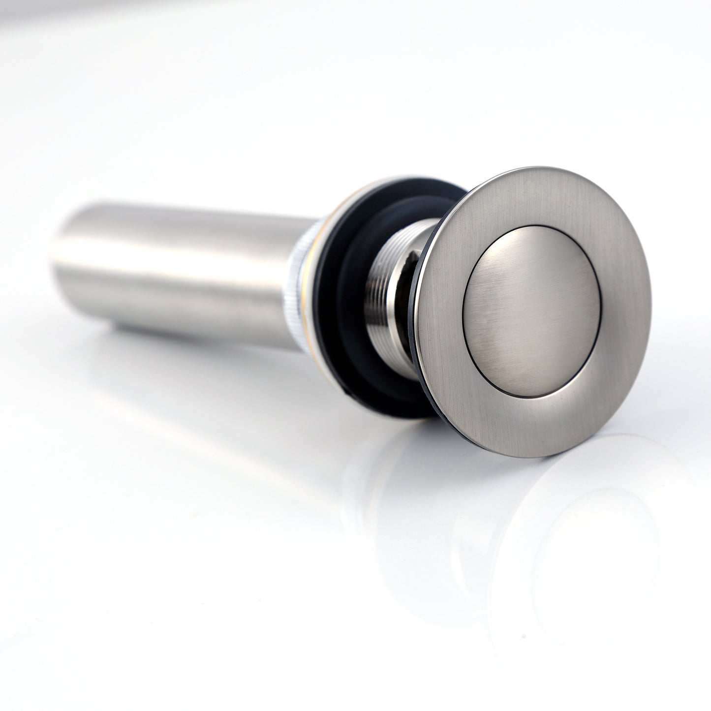 DS04-TB 1-1/2 in. Brass Bathroom and Vessel Sink Push Pop-Up Drain Stopper With Overflow in Brushed Nickel