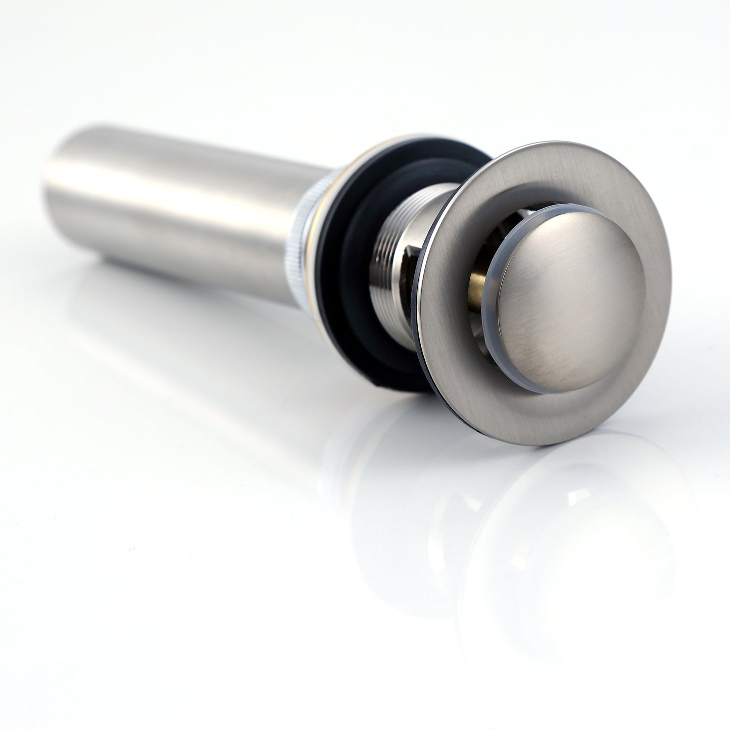 DS04-TB 1-1/2 in. Brass Bathroom and Vessel Sink Push Pop-Up Drain Stopper With Overflow in Brushed Nickel