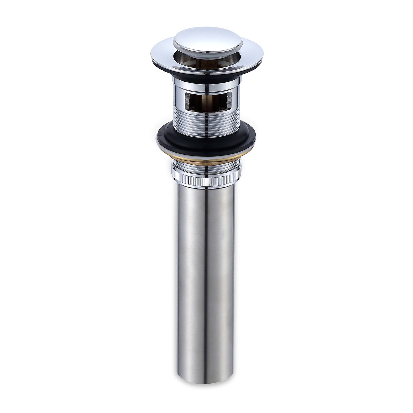 DS04-TC 1-1/2 in. Brass Bathroom and Vessel Sink Push Pop-Up Drain Stopper With Overflow in Chrome
