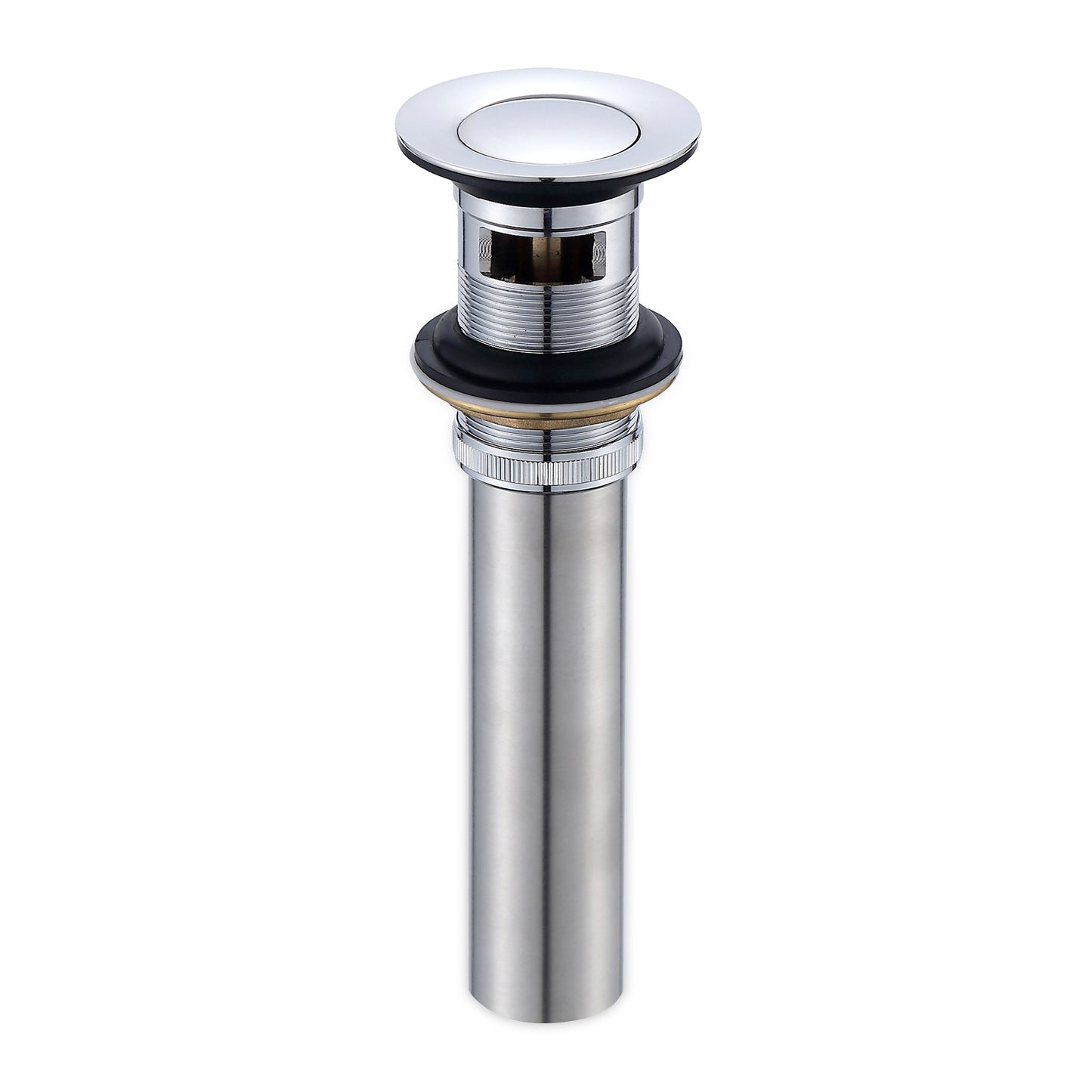 DS04-TC 1-1/2 in. Brass Bathroom and Vessel Sink Push Pop-Up Drain Stopper With Overflow in Chrome
