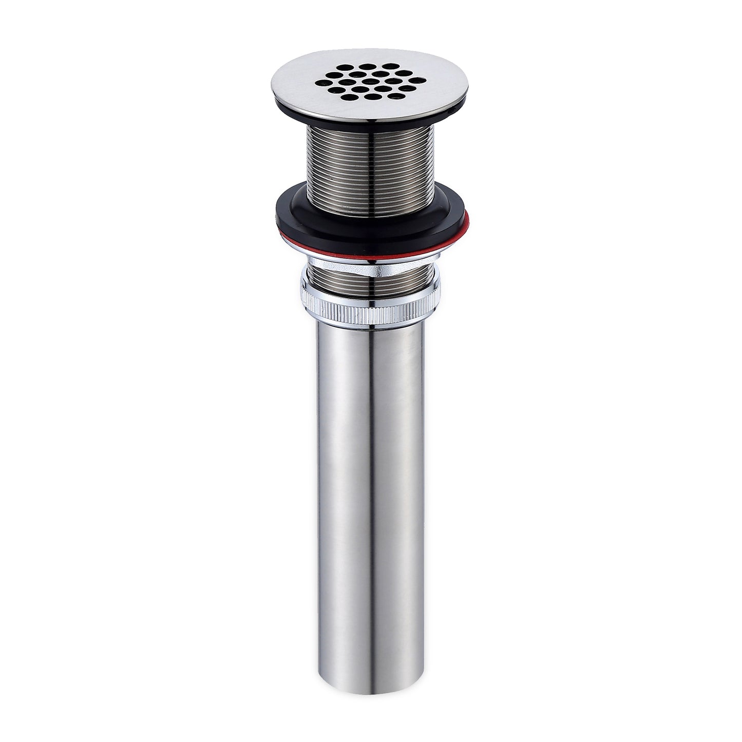 DS05-TB 1-1/2 in. Brass Bathroom and Vessel Sink Grid Drain Stopper Strainer with No Overflow in Brushed Nickel