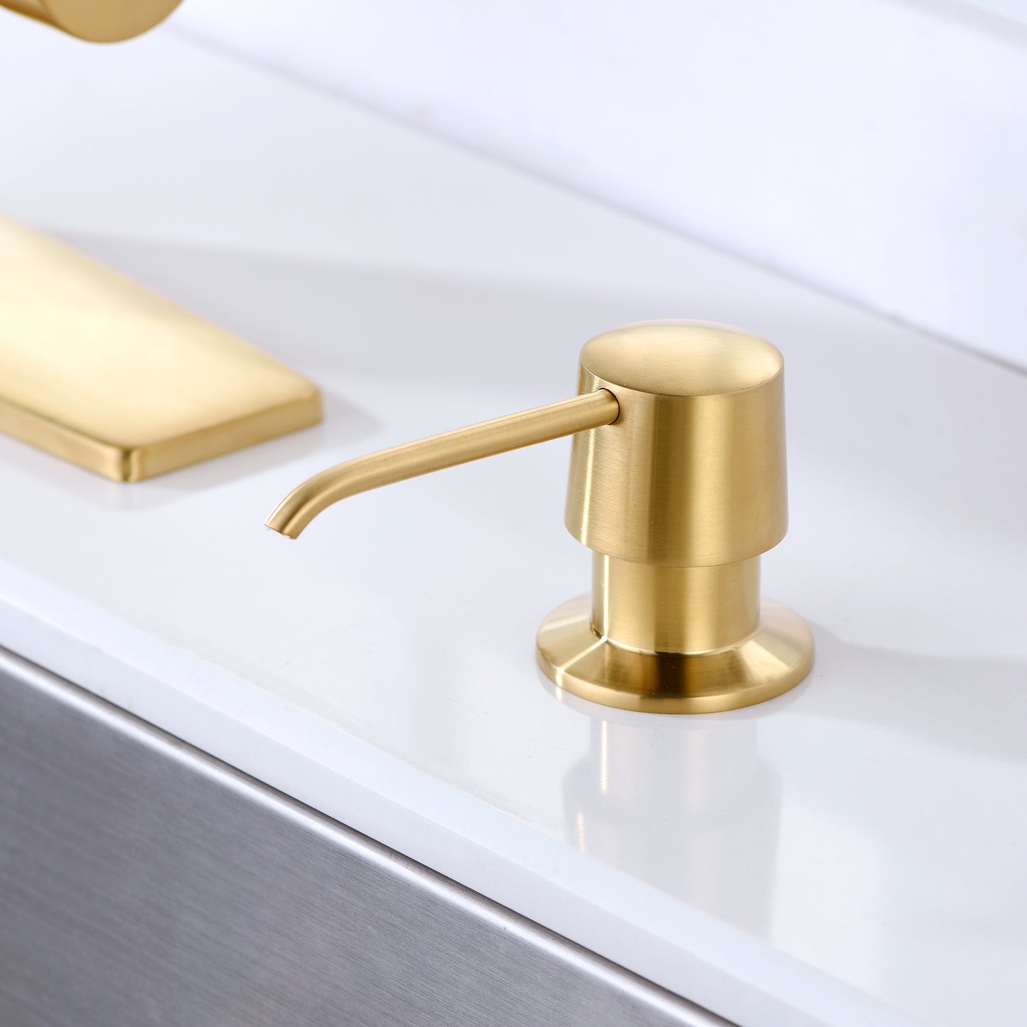 SC04-TG Countertop Deck-Mount Metal Soap and Lotion Dispenser in Brushed Gold