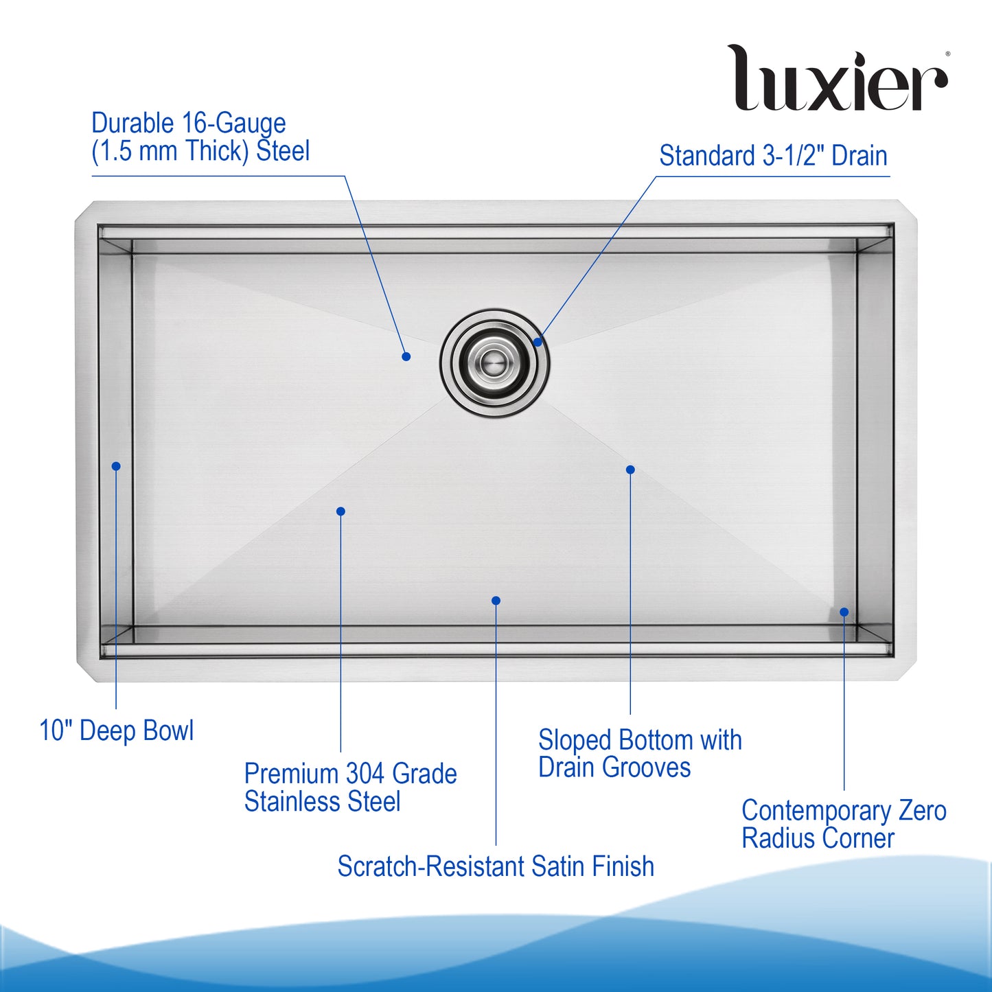 BHS33-16Z 33 in. Undermount Single Bowl 16-Gauge Stainless Steel Workstation Kitchen Sink with Accessories