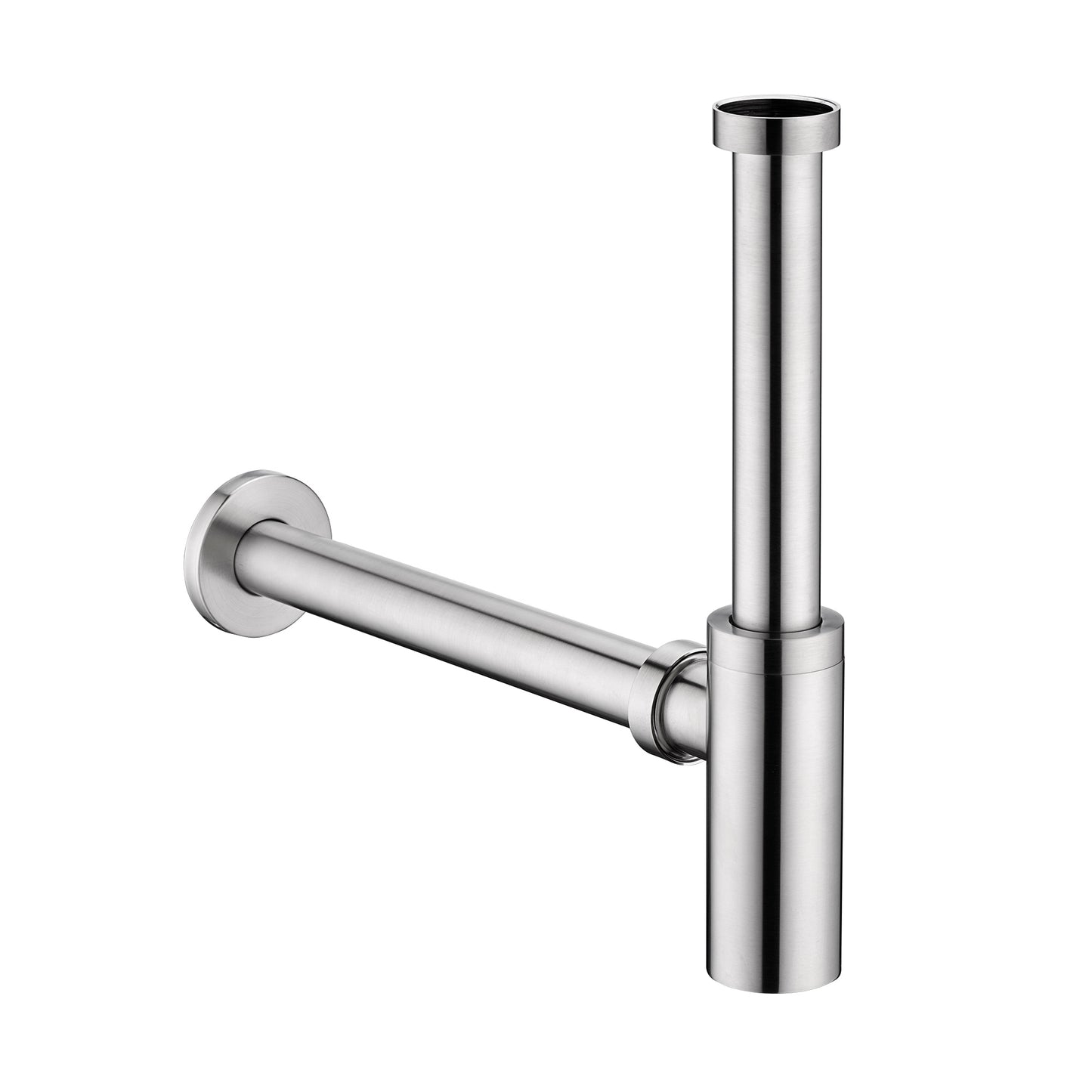 BPT01-B Designer 1-1/4 in. Brass Round Bottle Trap in Brushed Nickel