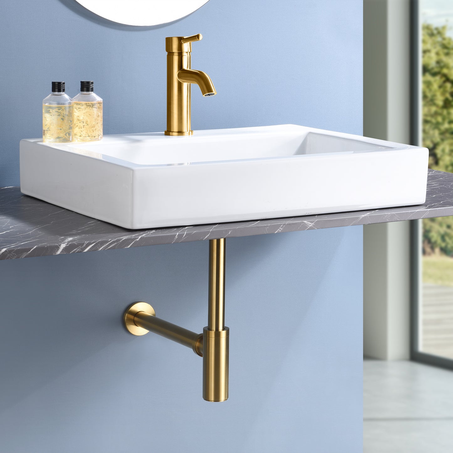 BPT01-G Designer 1-1/4 in. Brass Round Bottle Trap in Brushed Gold