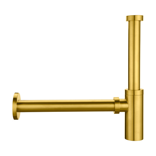 BPT01-G Designer 1-1/4 in. Brass Round Bottle Trap in Brushed Gold
