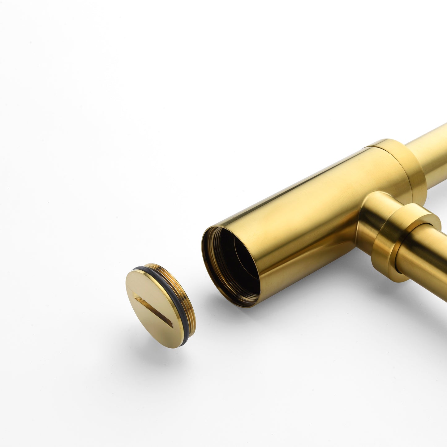 BPT01-G Designer 1-1/4 in. Brass Round Bottle Trap in Brushed Gold