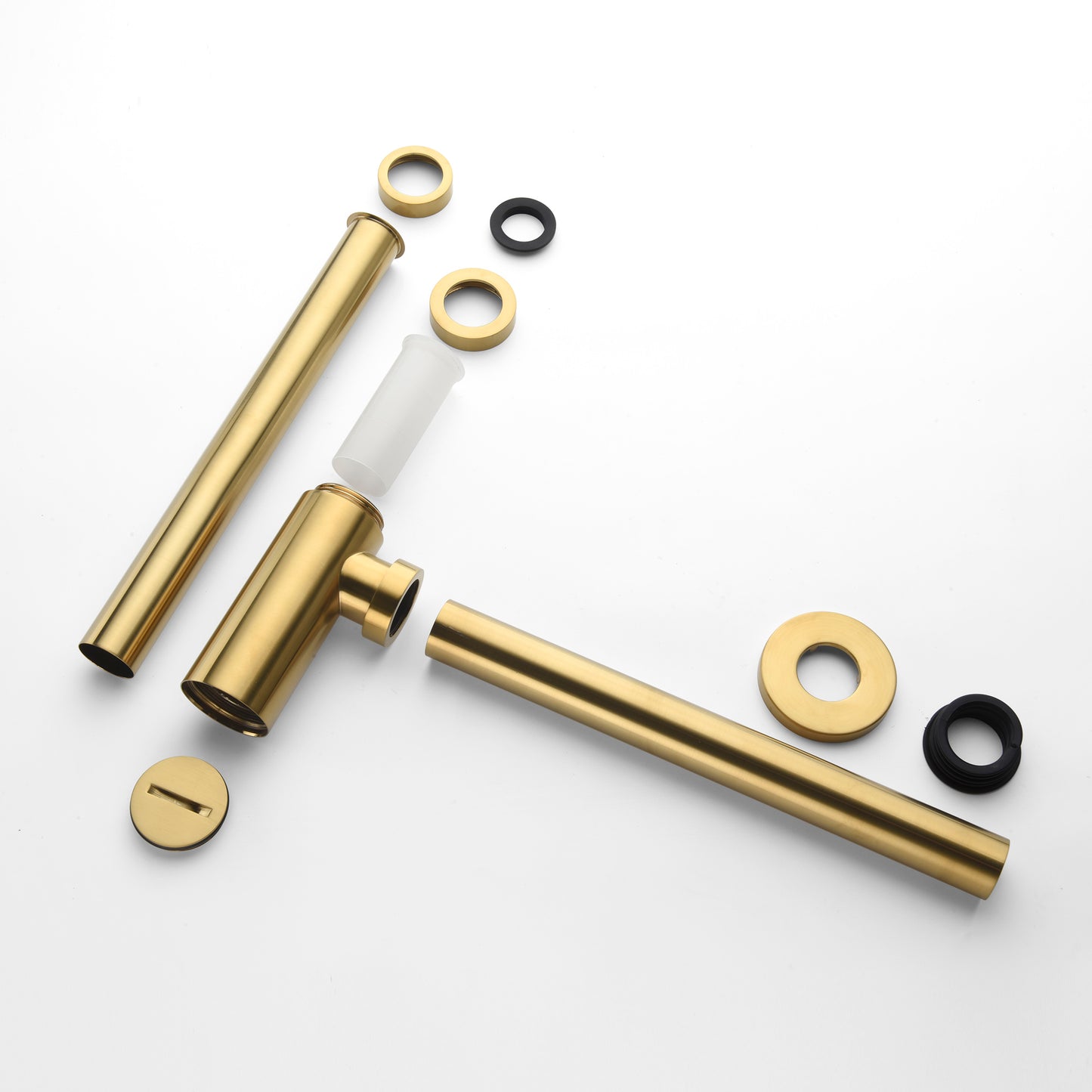BPT01-G Designer 1-1/4 in. Brass Round Bottle Trap in Brushed Gold