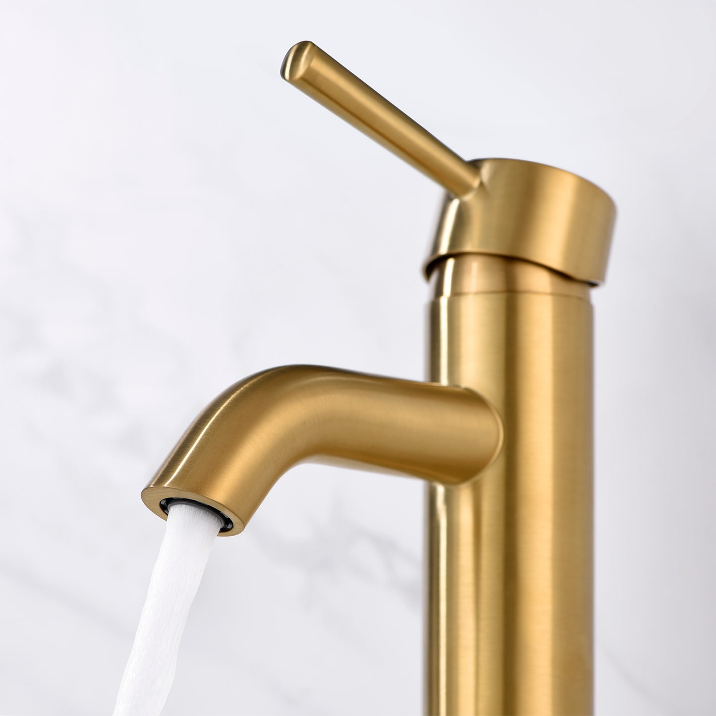 Raphral BSH03-SG Single Hole Single-Handle Bathroom Faucet with drain in Brushed Gold