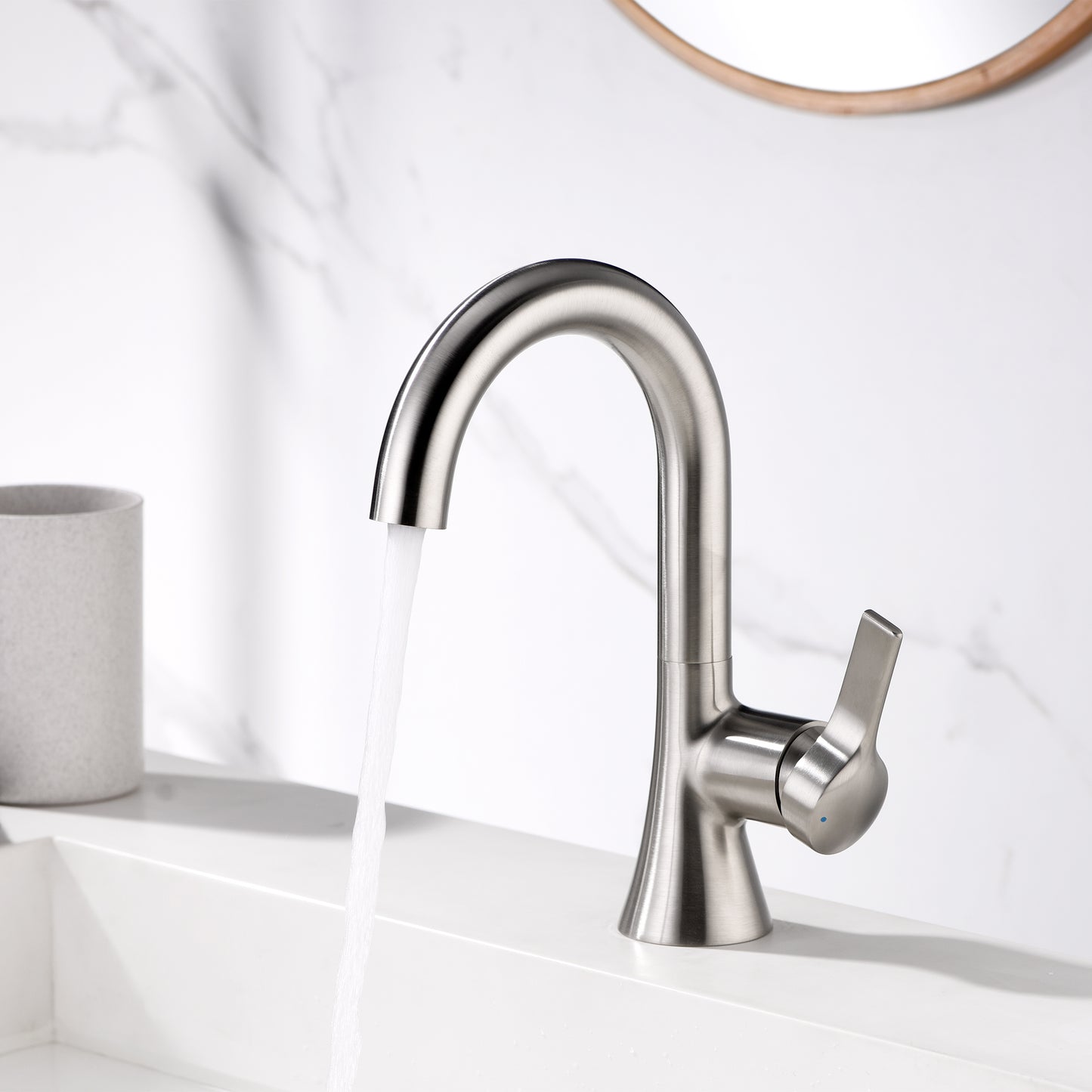 Reesley BSH11-SB Single Hole Single-Handle Bathroom Faucet with drain in Brushed Nickel