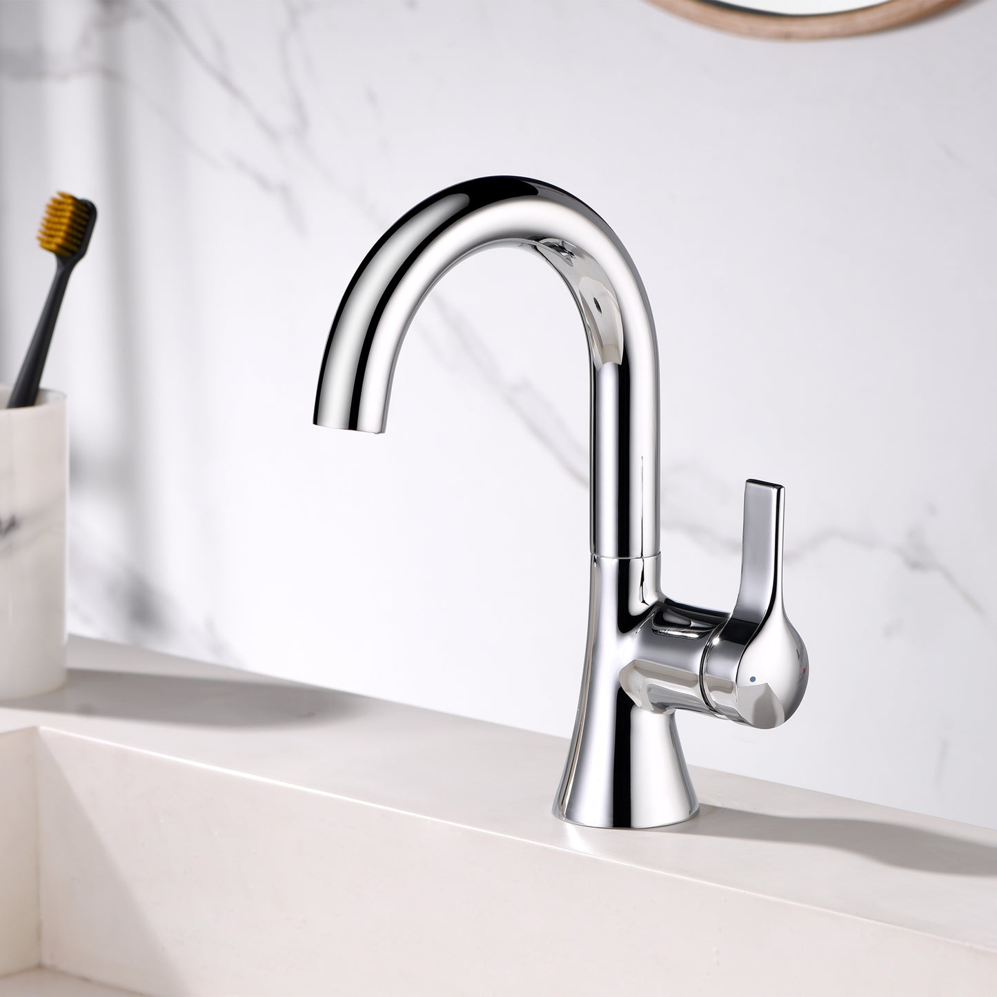 Reesley BSH11-SC Single Hole Single-Handle Bathroom Faucet with drain in Chrome