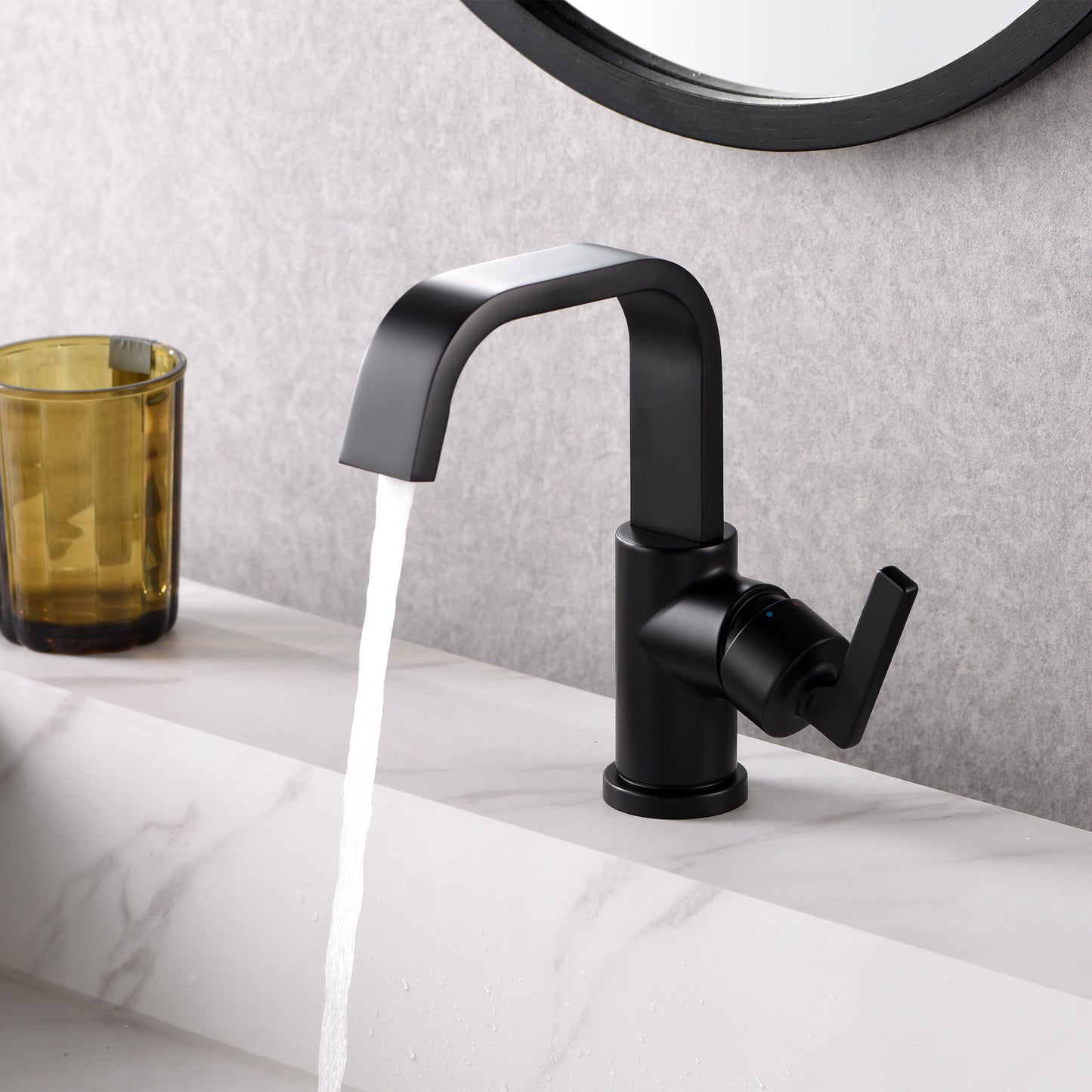 Raiden BSH14-SM Single Hole Single-Handle Bathroom Faucet with drain in Matte Black