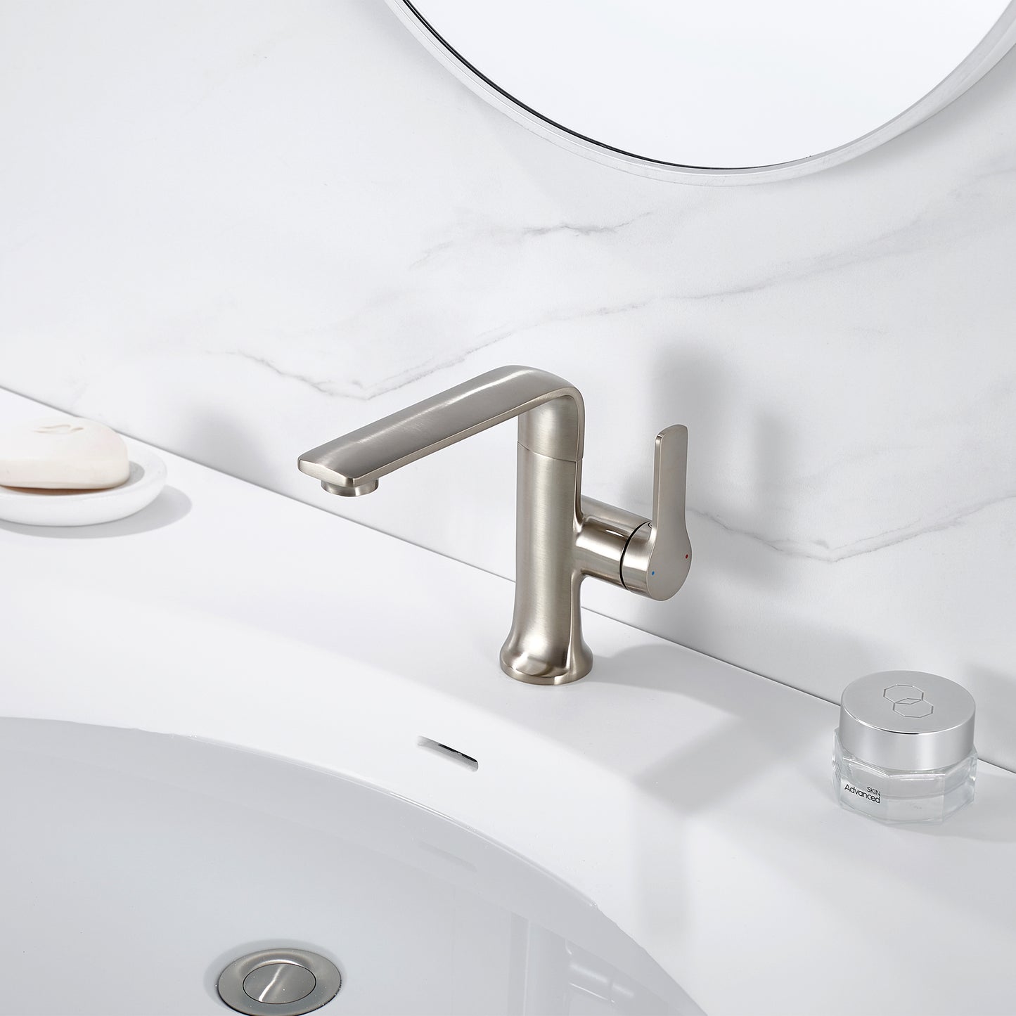Varen BSH15-SB Single Hole Single-Handle Bathroom Faucet with drain in Brushed Nickel