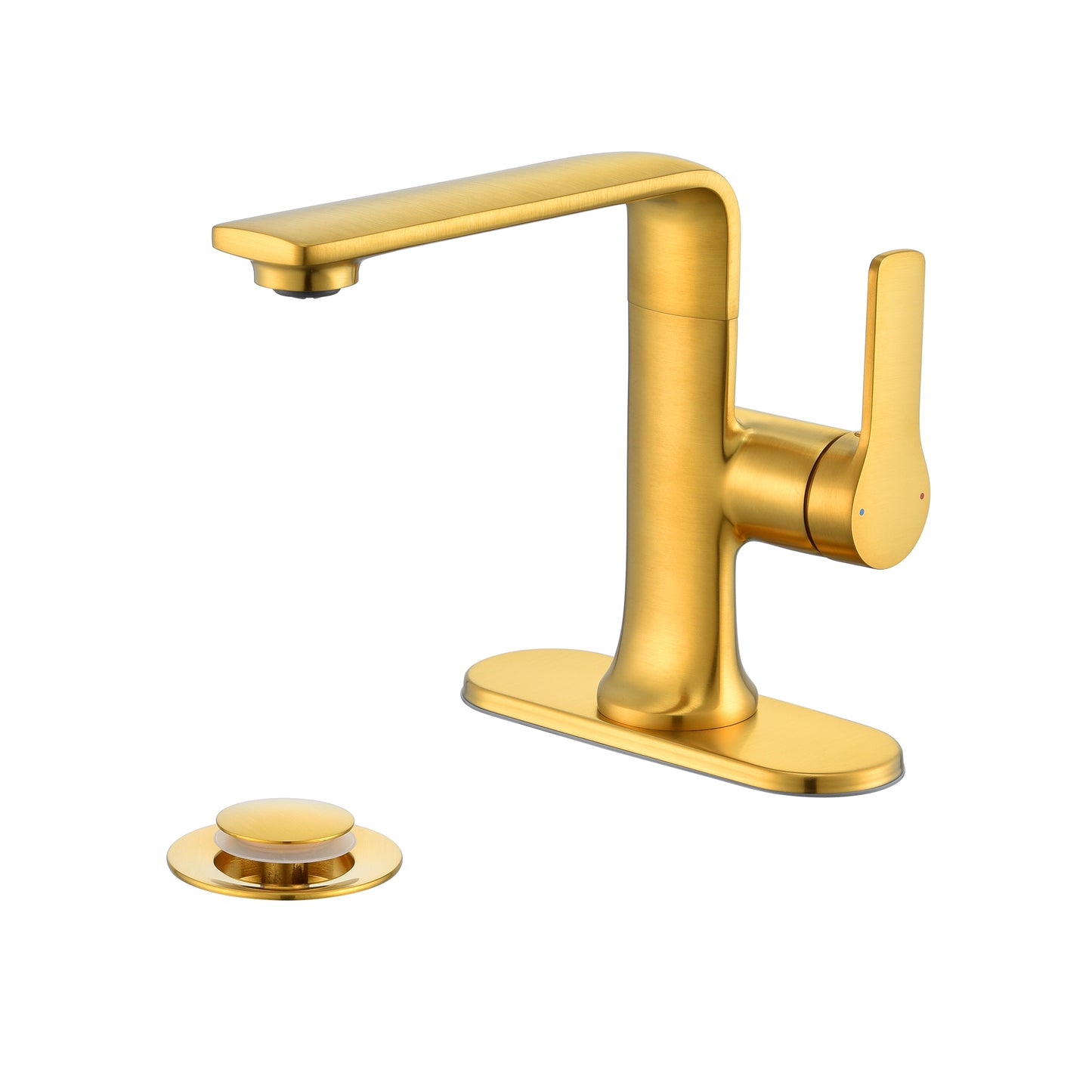 Varen BSH15-SG Single Hole Single-Handle Bathroom Faucet with drain in Brushed Gold