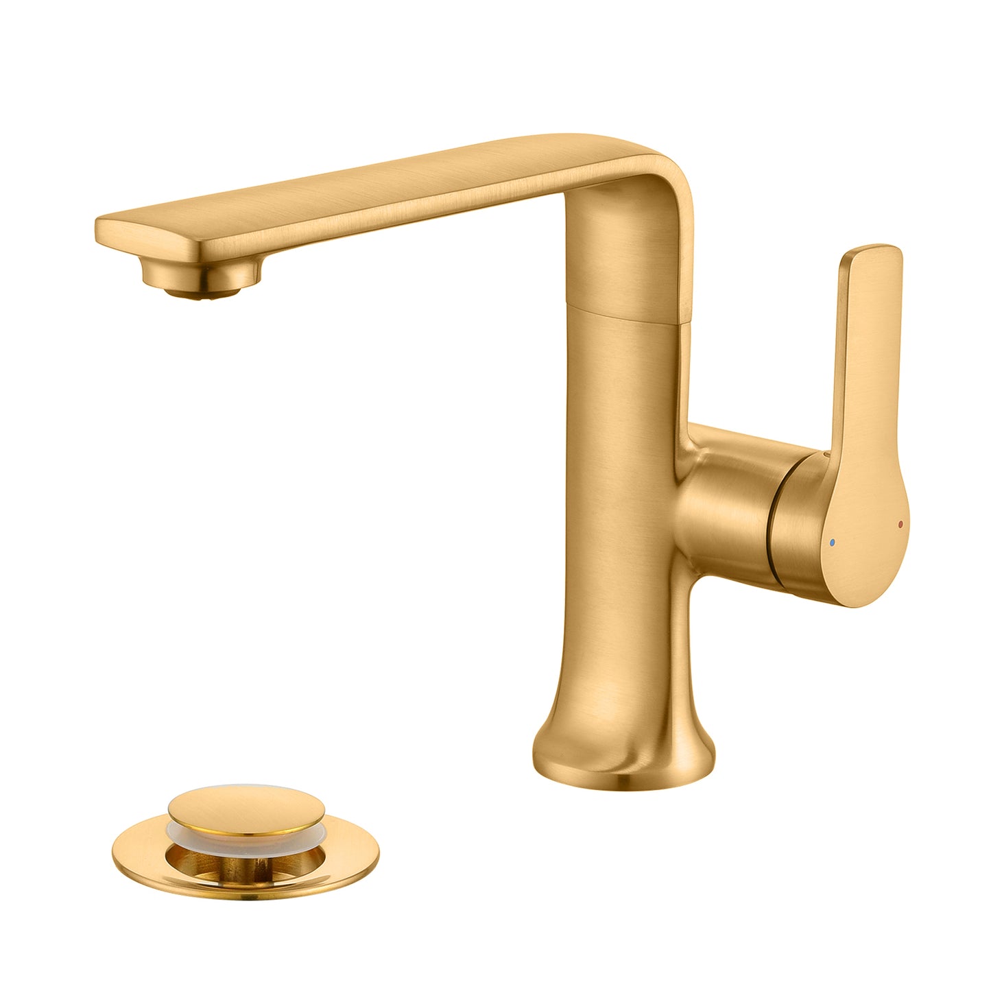 Varen BSH15-SG Single Hole Single-Handle Bathroom Faucet with drain in Brushed Gold